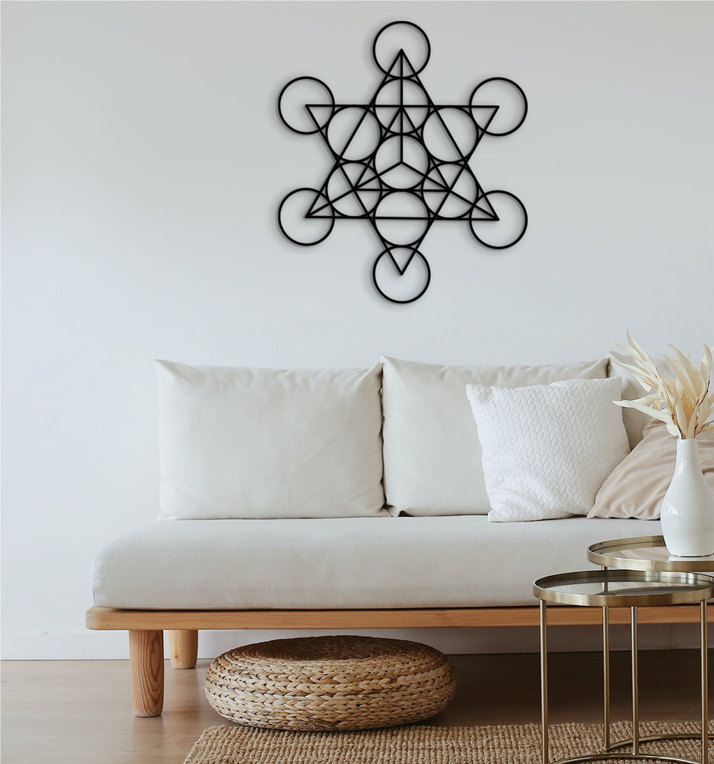 Wood Star Tetrahedron Wall Decor: Sacred Geometry Art