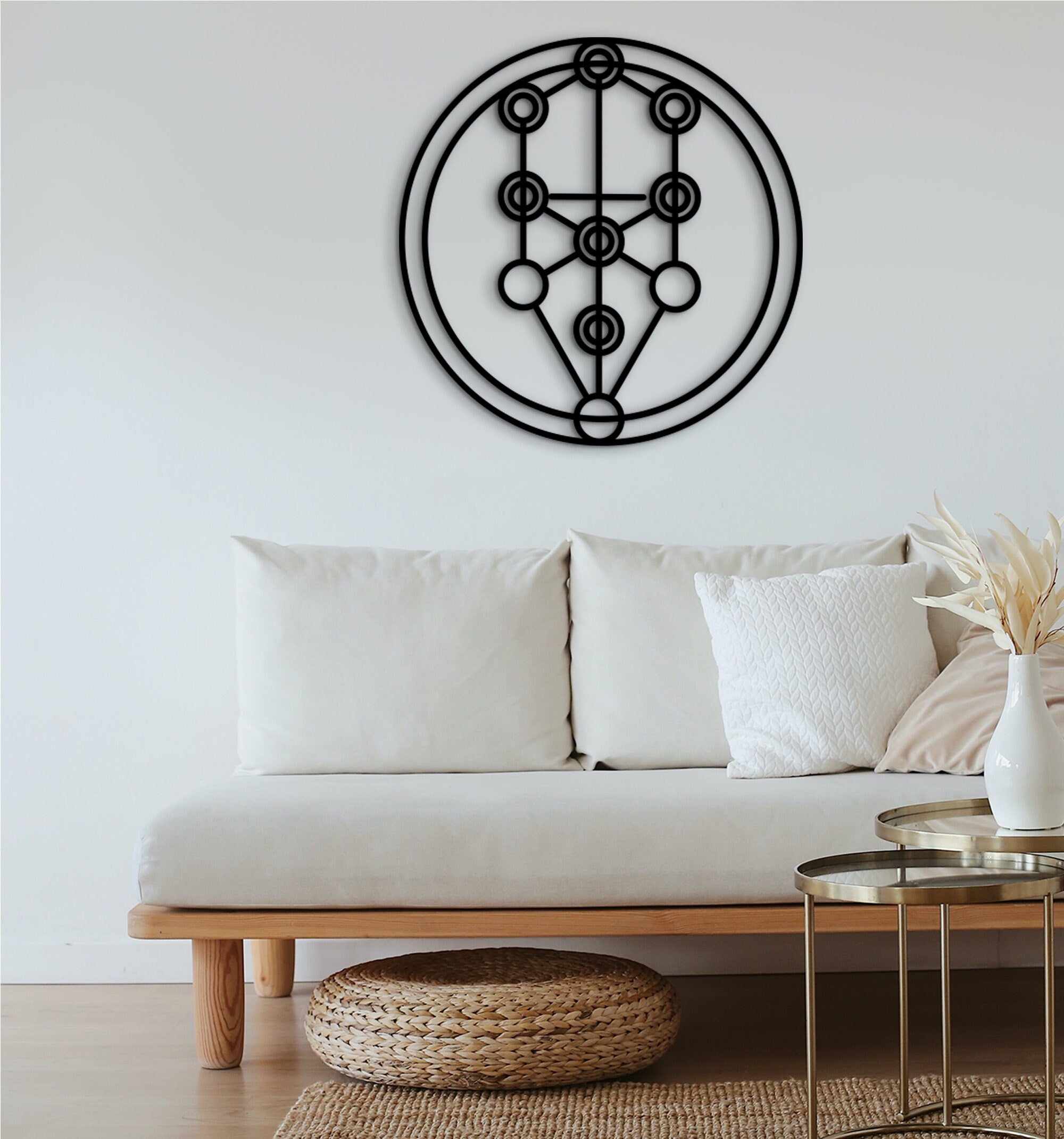 Kabbalah Tree of Life Wood Wall Art: Sacred Geometry Decor