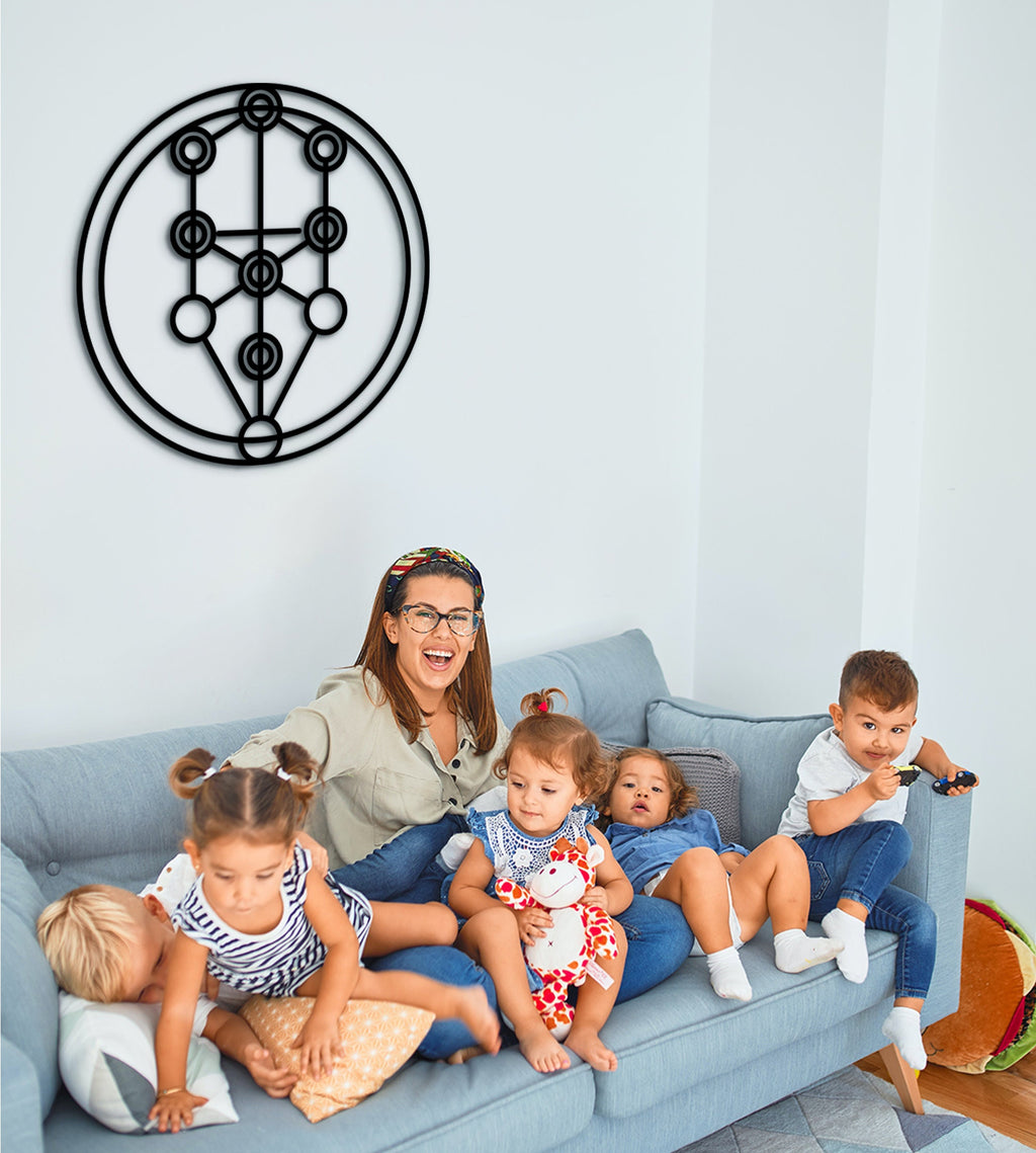 Kabbalah Tree of Life Wood Wall Art: Sacred Geometry Decor