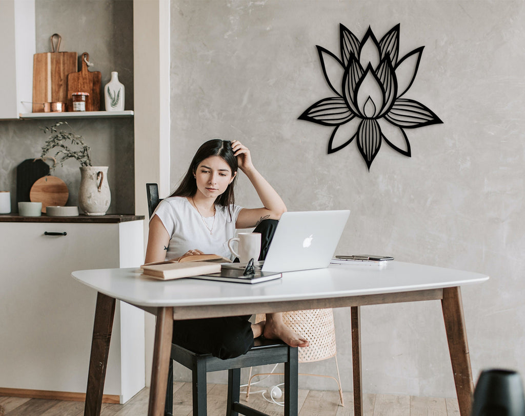 Lotus Flower Wooden Mandala: Boho Wall Art Decor