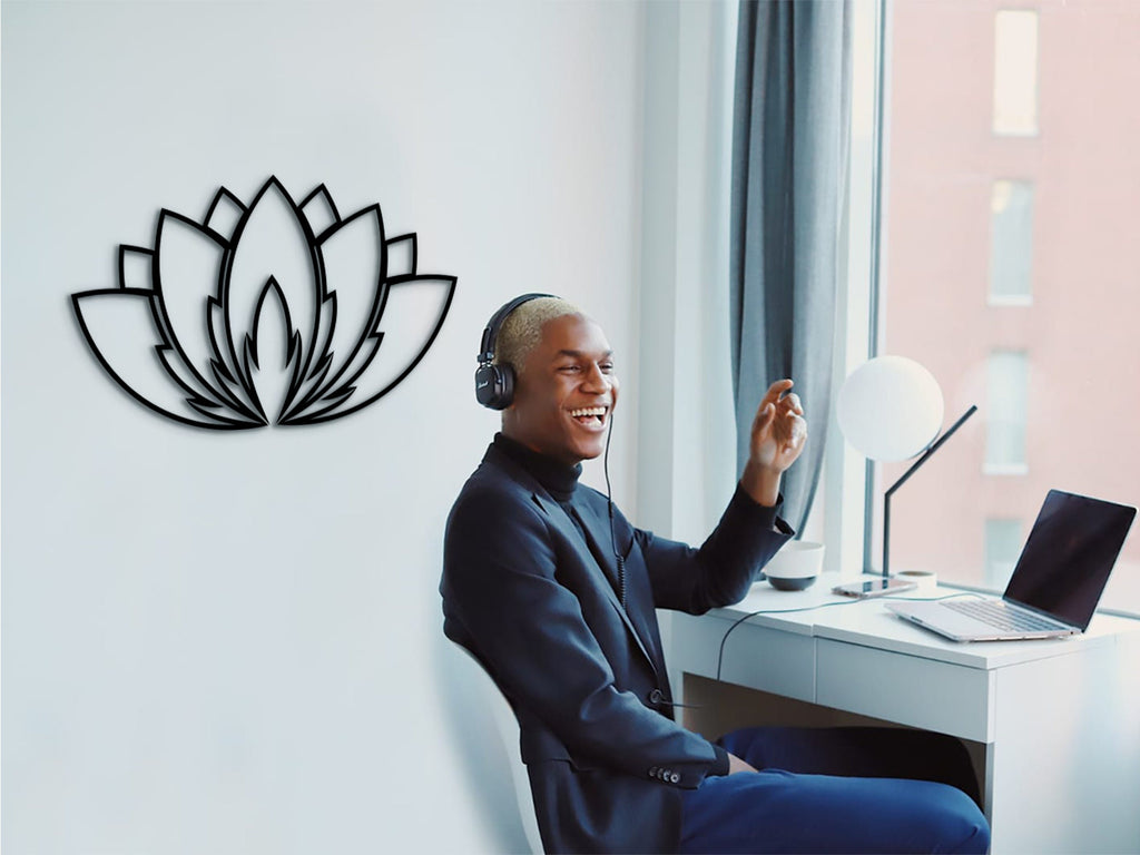 Lotus Flower Wood Wall Decor: Mandala Art Sign