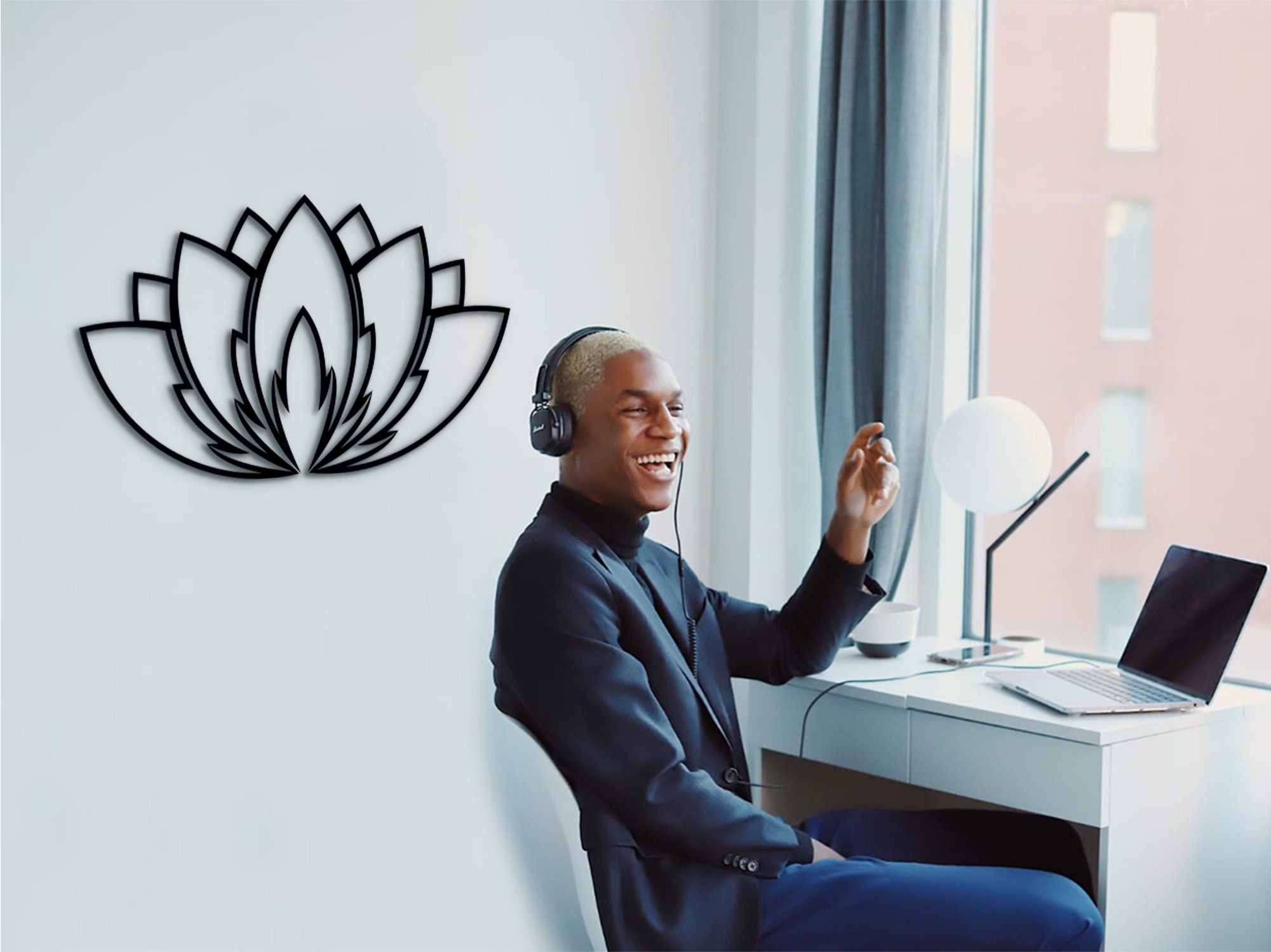Lotus Flower Wood Wall Decor: Mandala Art Sign