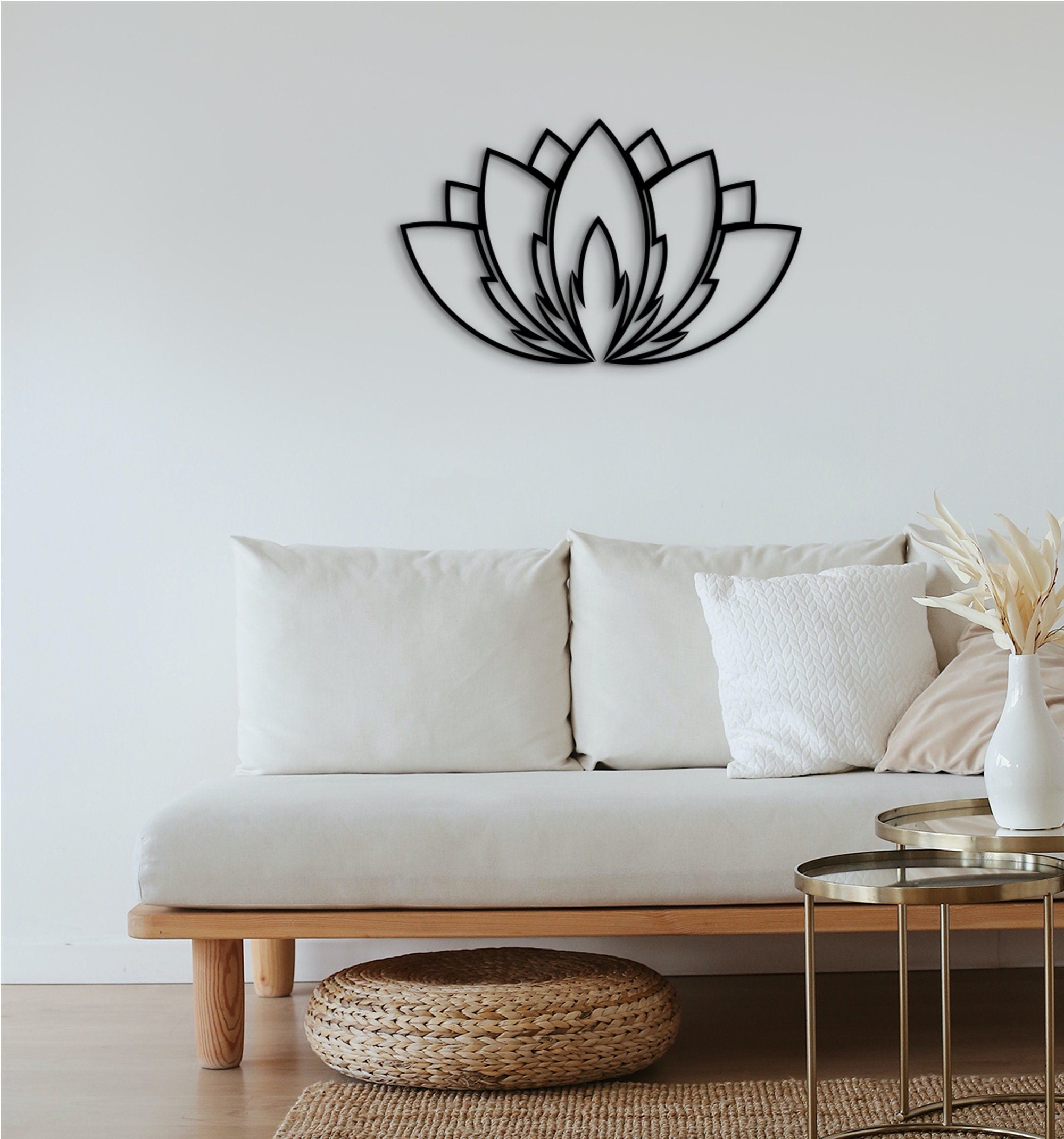 Lotus Flower Wood Wall Decor: Mandala Art Sign