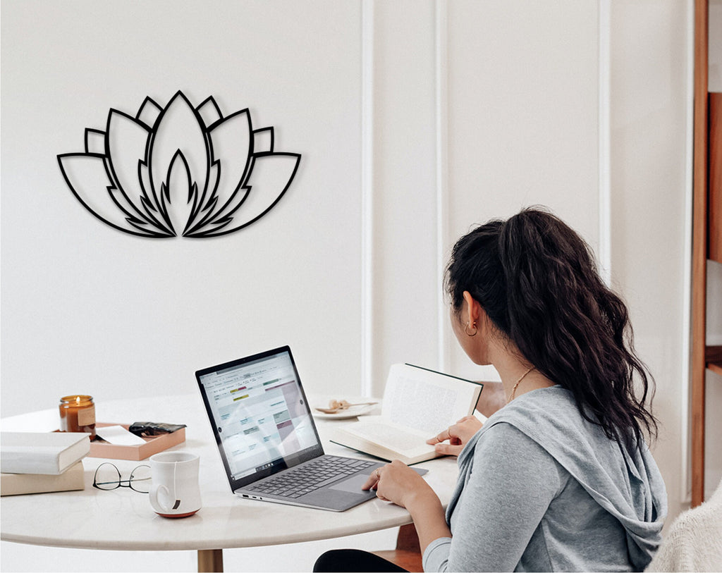 Lotus Flower Wood Wall Decor: Mandala Art Sign