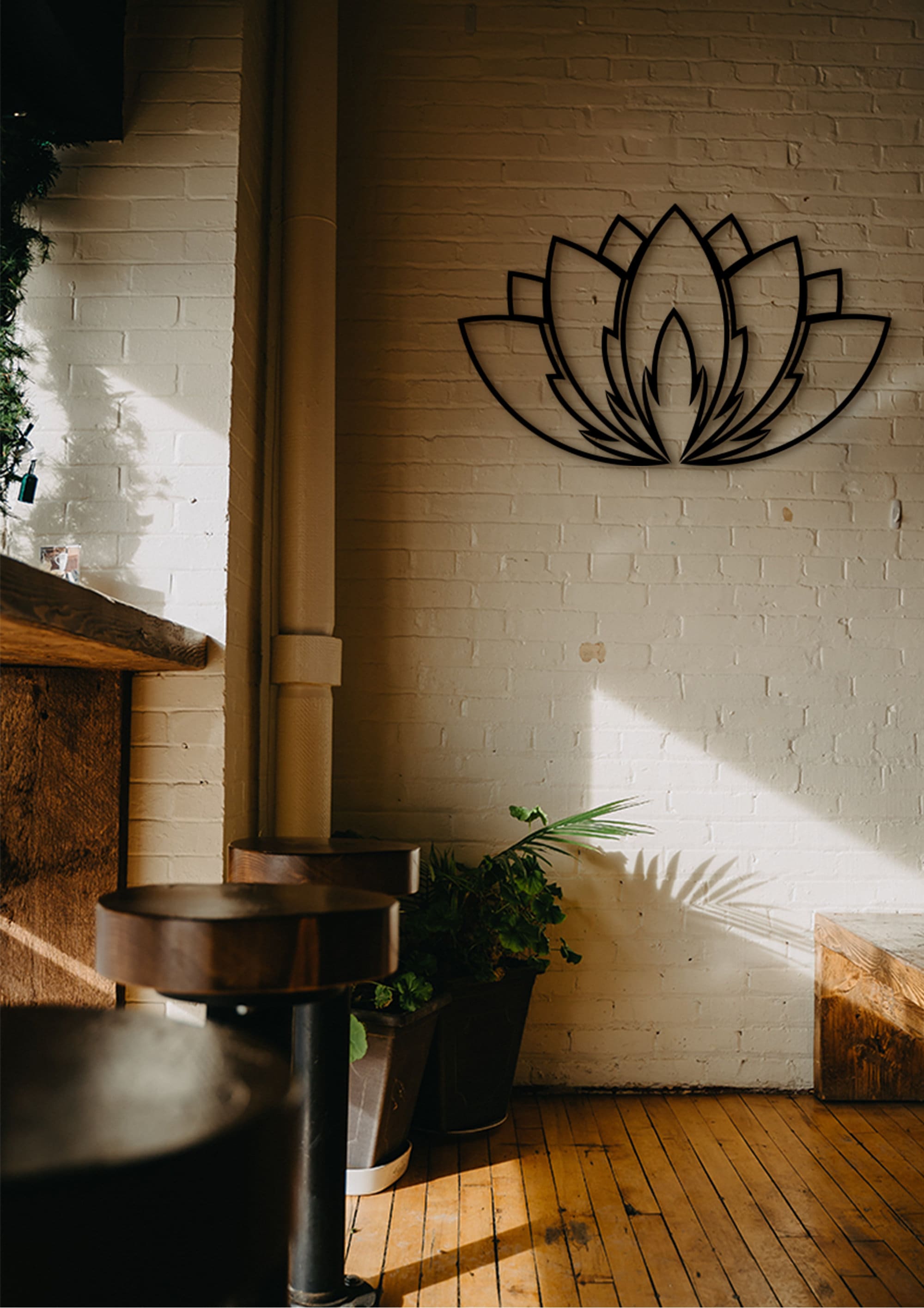 Lotus Flower Wood Wall Decor: Mandala Art Sign