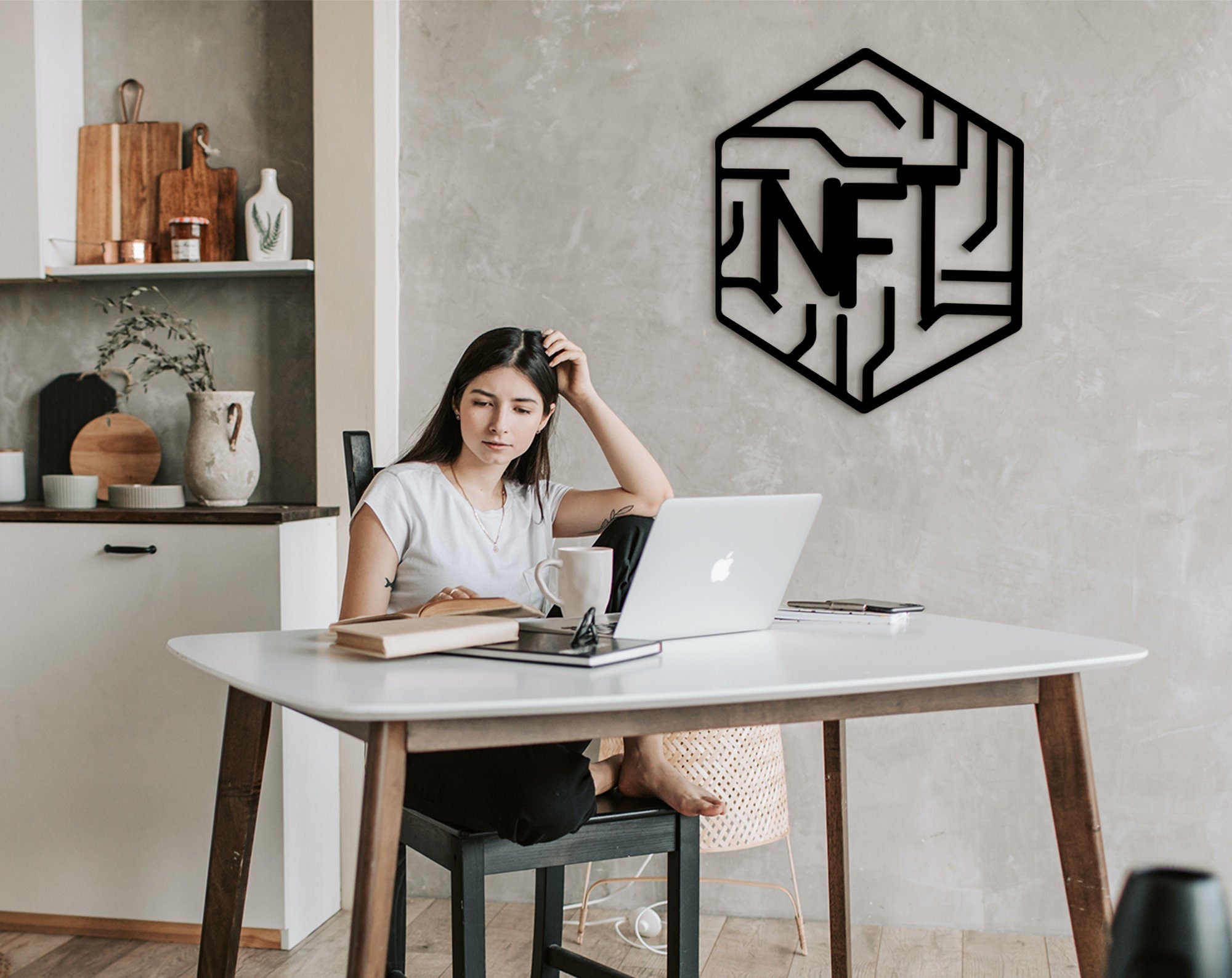3D NFT Wood Sign: Modern Wall Art Decor