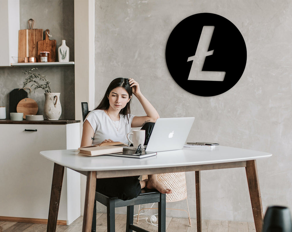 Litecoin Wood Wall Art: 3D Shadow Effect Crypto Decor