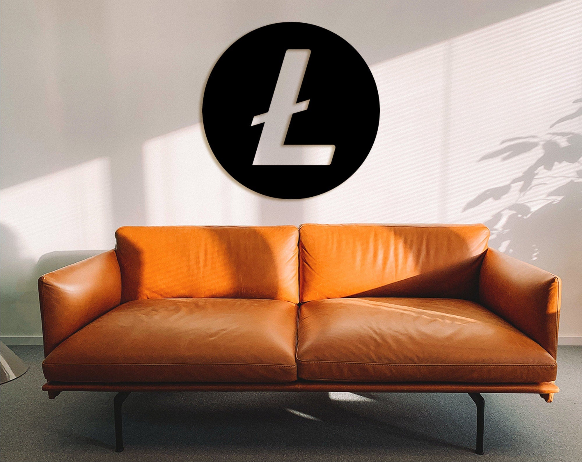 Litecoin Wood Wall Art: 3D Shadow Effect Crypto Decor