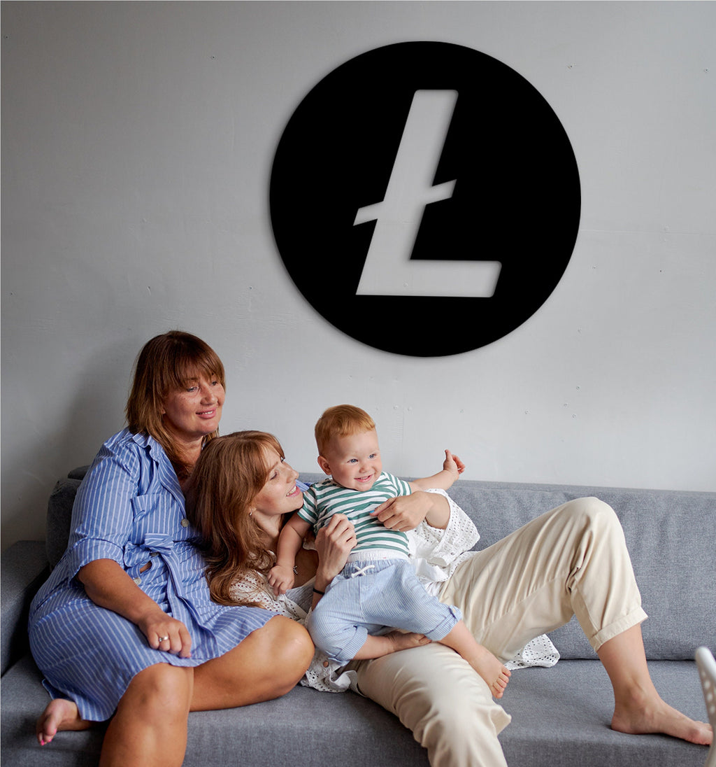 Litecoin Wood Wall Art: 3D Shadow Effect Crypto Decor