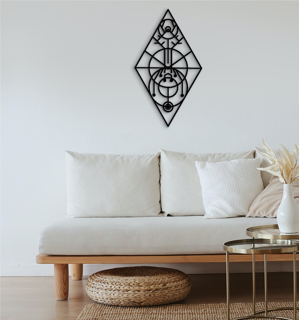 Tree of Life Wood Wall Art: Geometric Astrology Charms