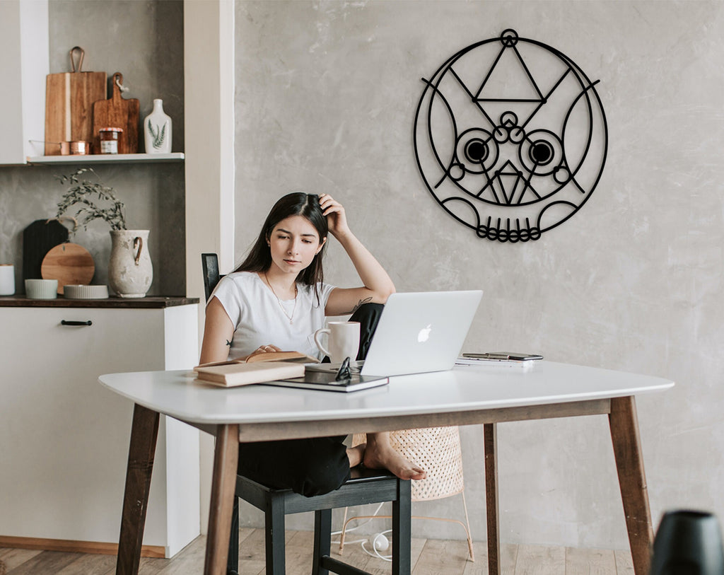Geometric Skull Wood Wall Art: Voodoo Decor