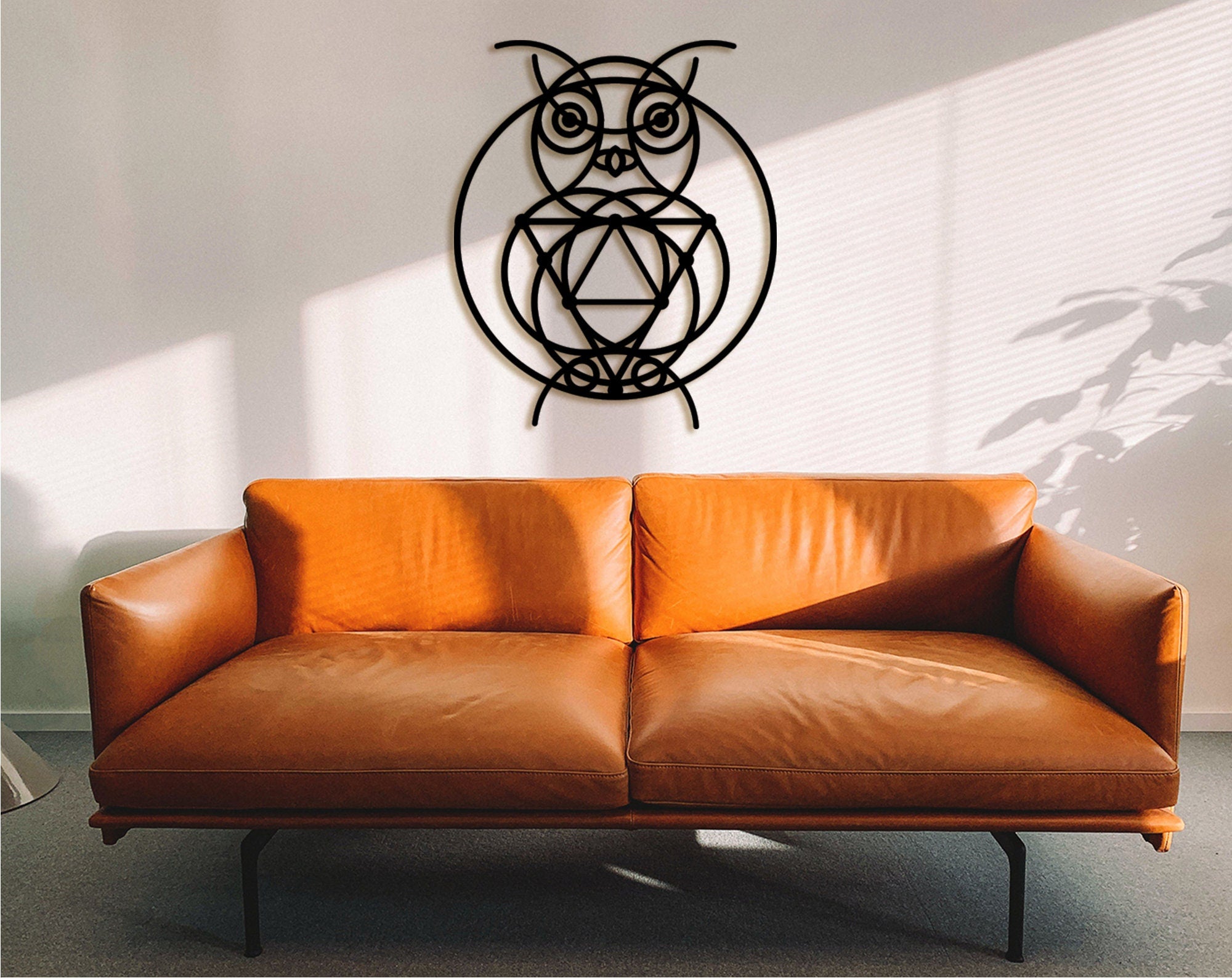 Owl Wood Art: Boho Wall Decor - Geometric Design