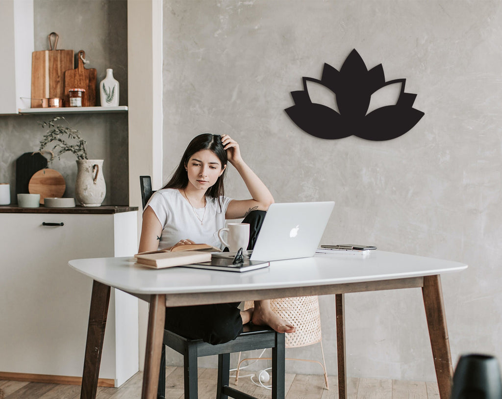 Wooden Lotus Flower Wall Decor: Mandala Art Sign
