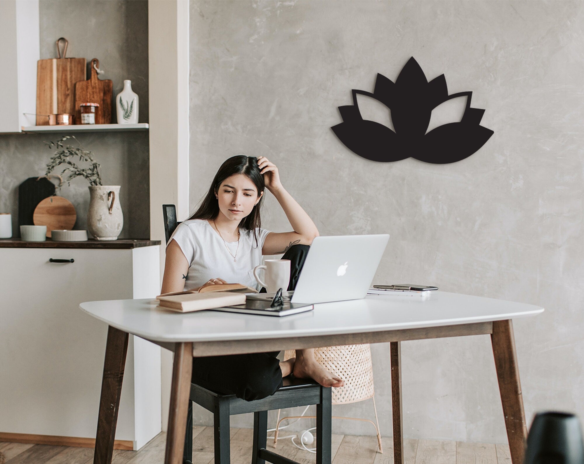 Wooden Lotus Flower Wall Decor: Mandala Art Sign