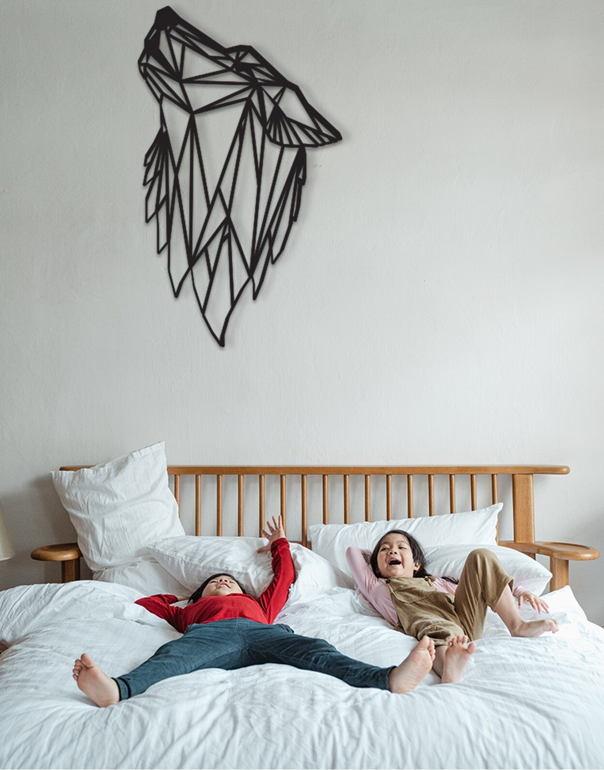 Geometric Wolf Wood Wall Art: Mowgli Decor