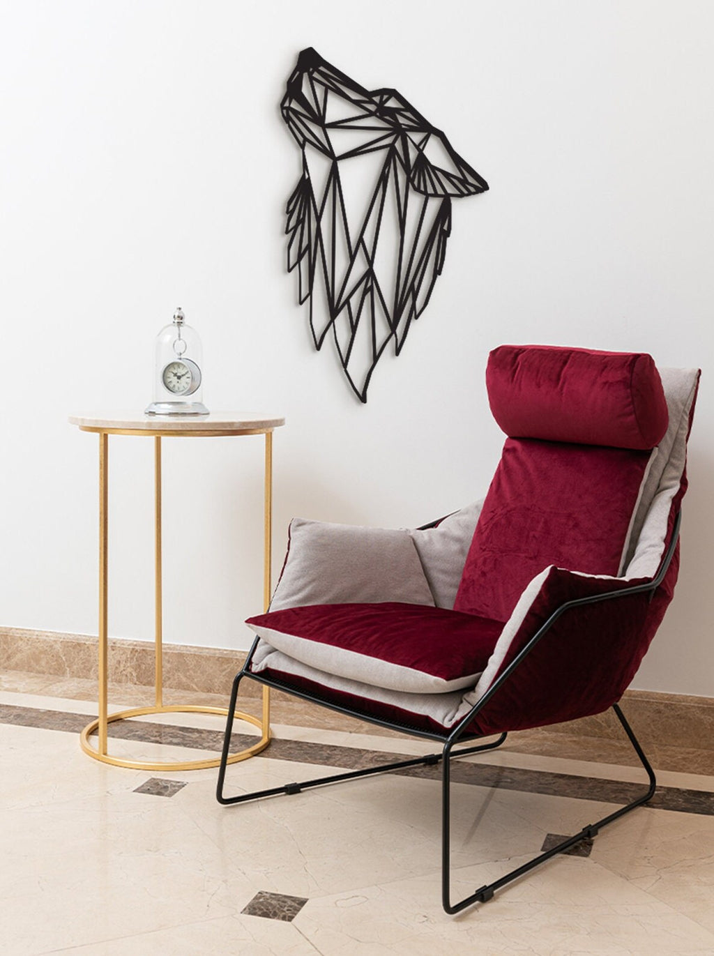 Geometric Wolf Wood Wall Art: Mowgli Decor