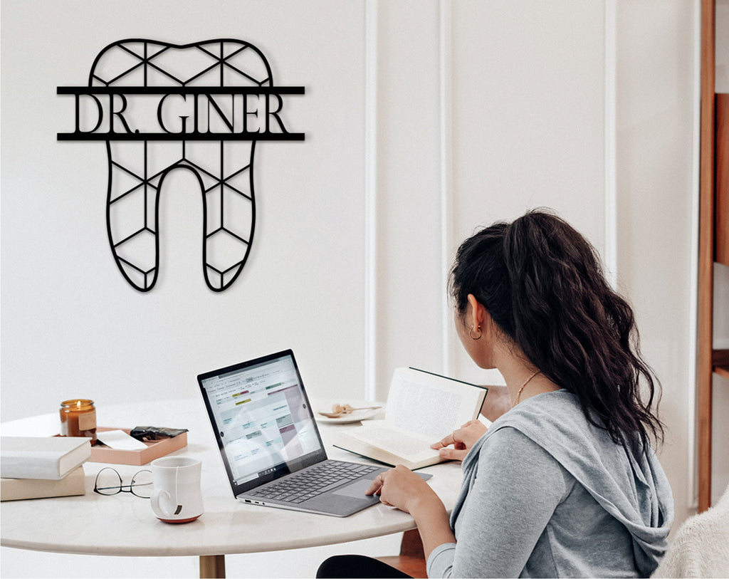 Personalized Dentist Office Decor: Geometric Tooth, Medical Wall Art