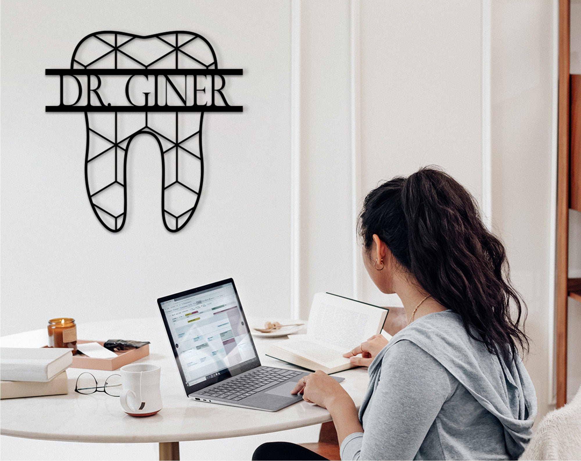 Personalized Dentist Office Decor: Geometric Tooth, Medical Wall Art