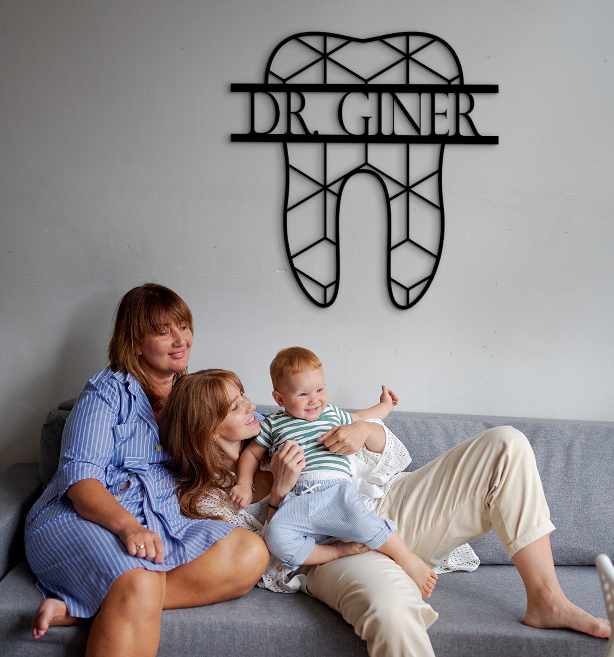Personalized Dentist Office Decor: Geometric Tooth, Medical Wall Art
