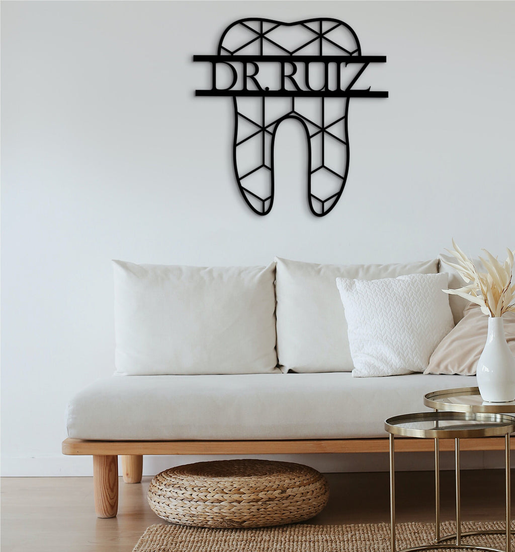 Personalized Dentist Office Decor: Geometric Tooth, Medical Wall Art