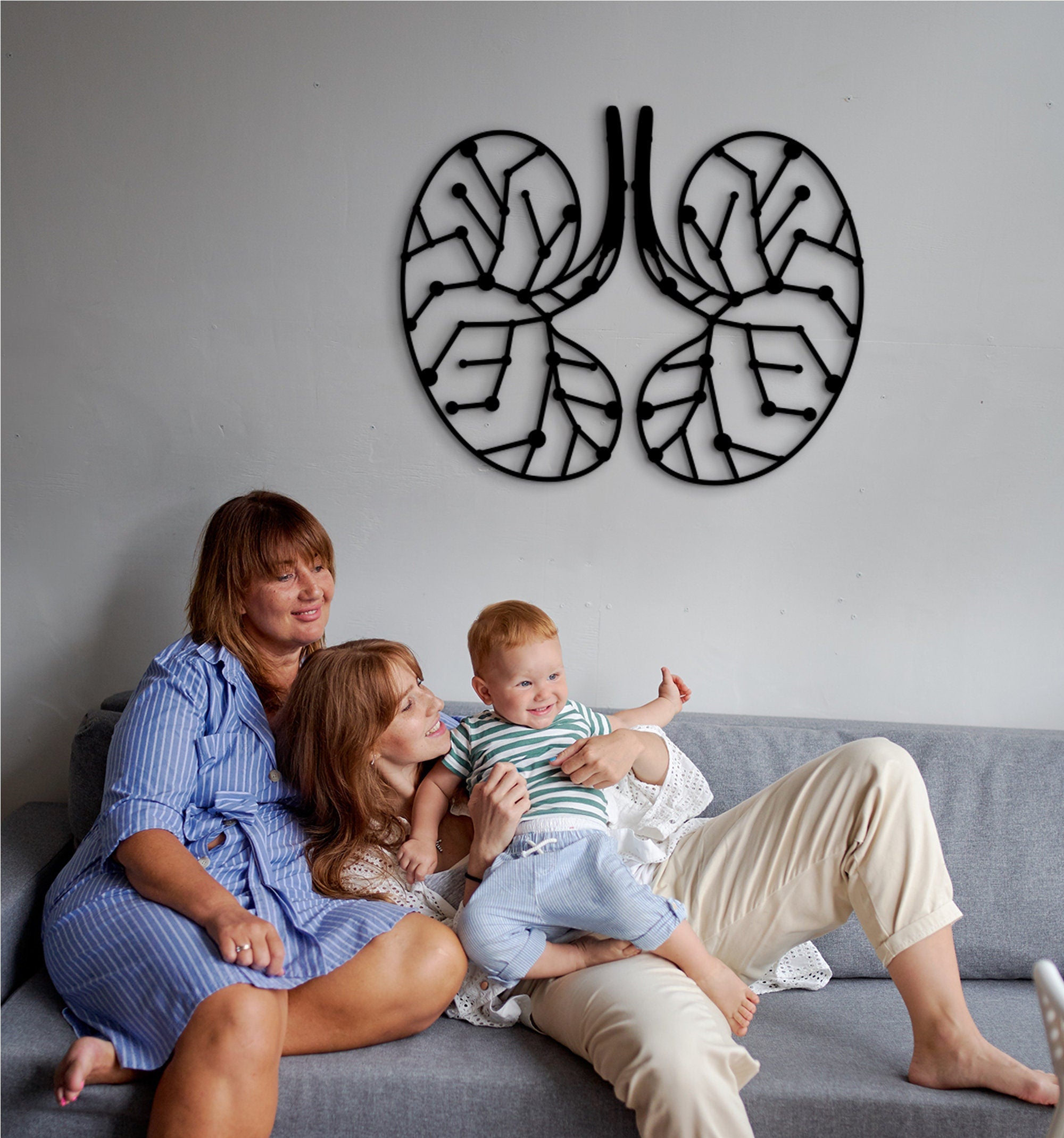 Lungs Wall Decor: 3D Shadow Effect, Medical Office Art