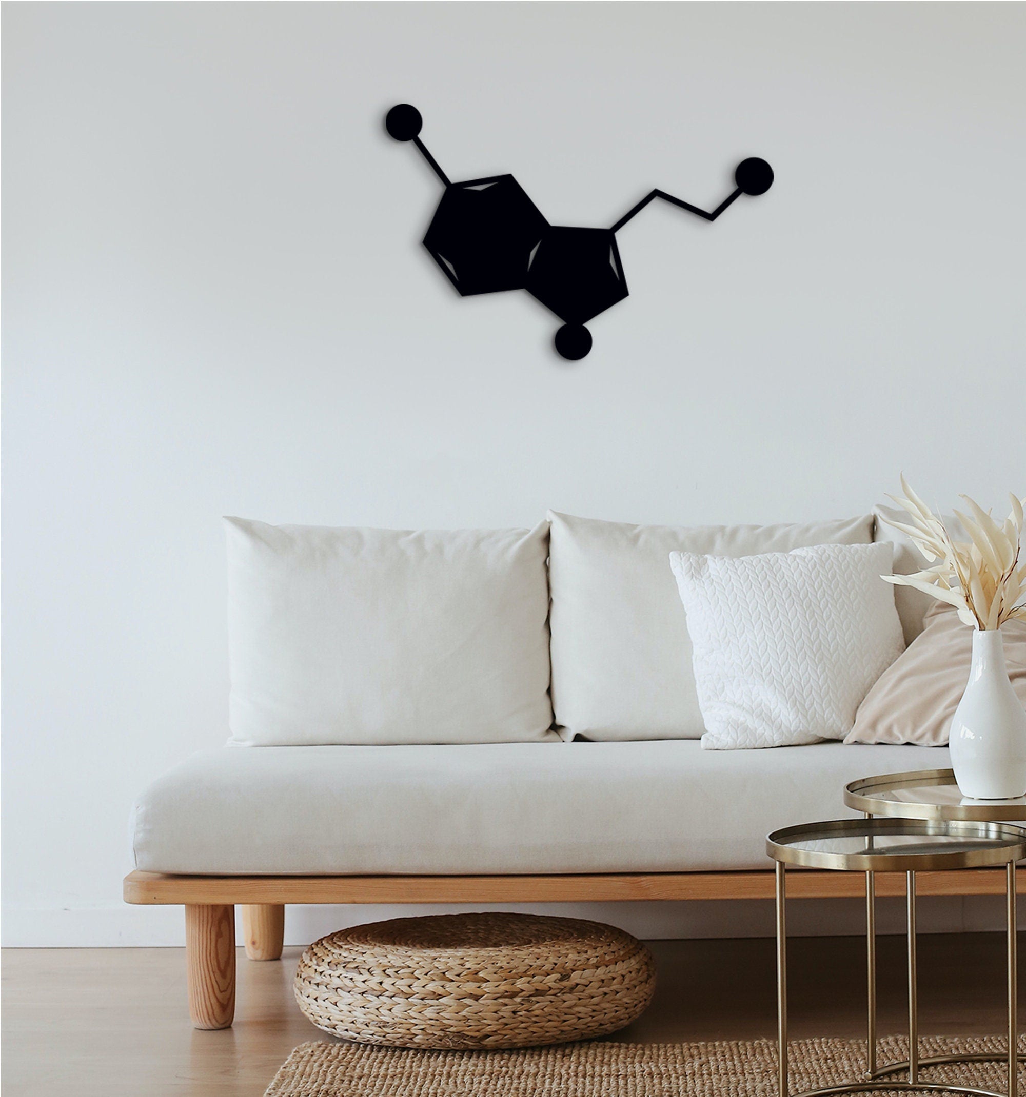 Serotonin Molecule Wall Art: 3D Shadow Effect, Science Gift