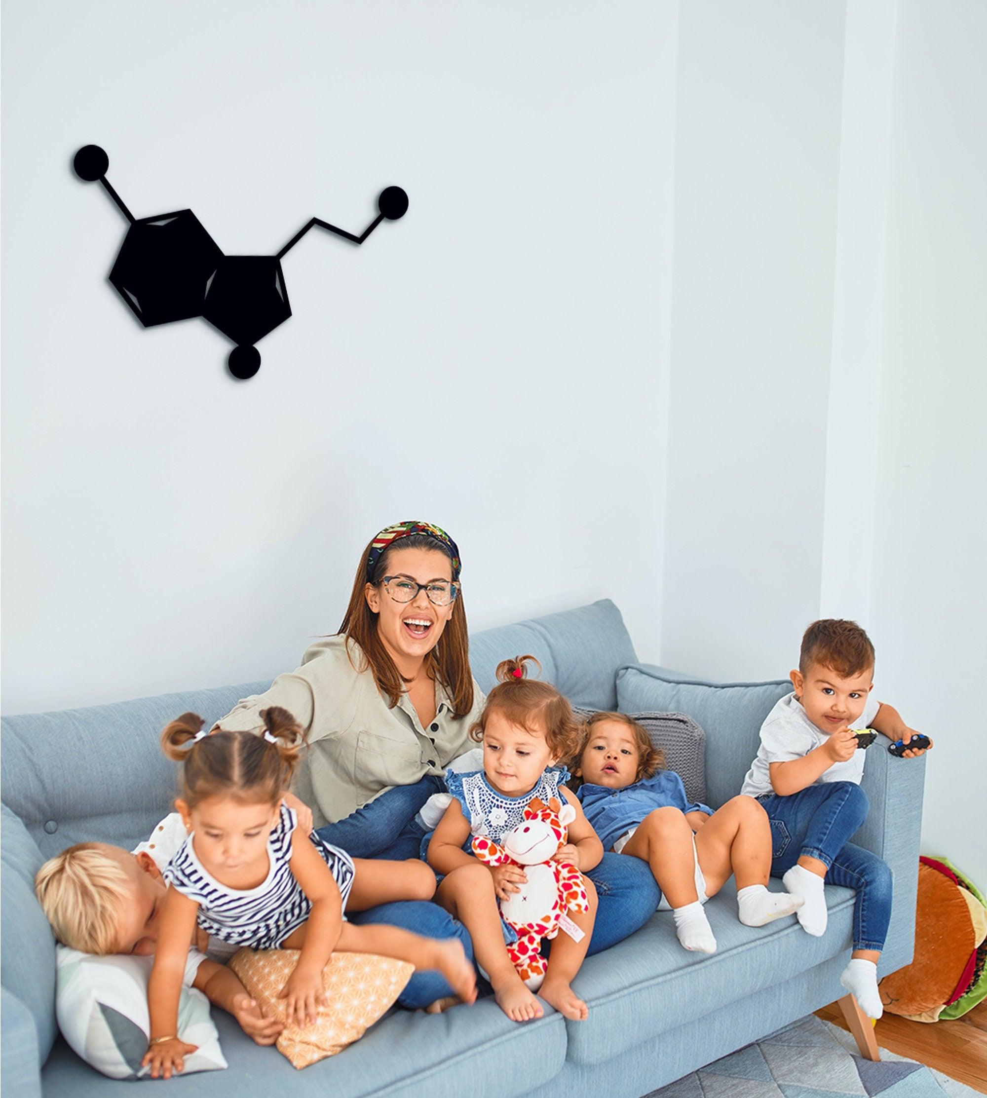 Serotonin Molecule Wall Art: 3D Shadow Effect, Science Gift