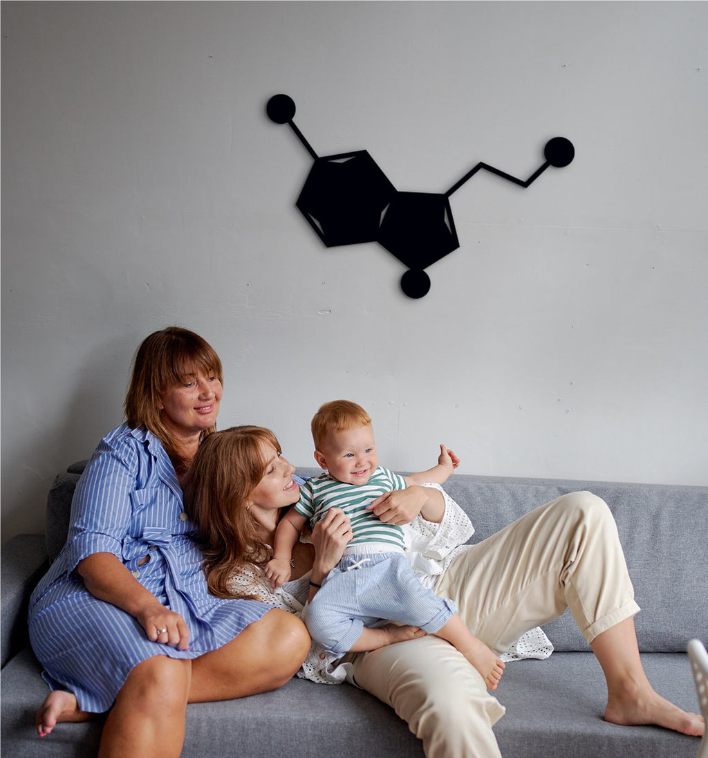 Serotonin Molecule Wall Art: 3D Shadow Effect, Science Gift
