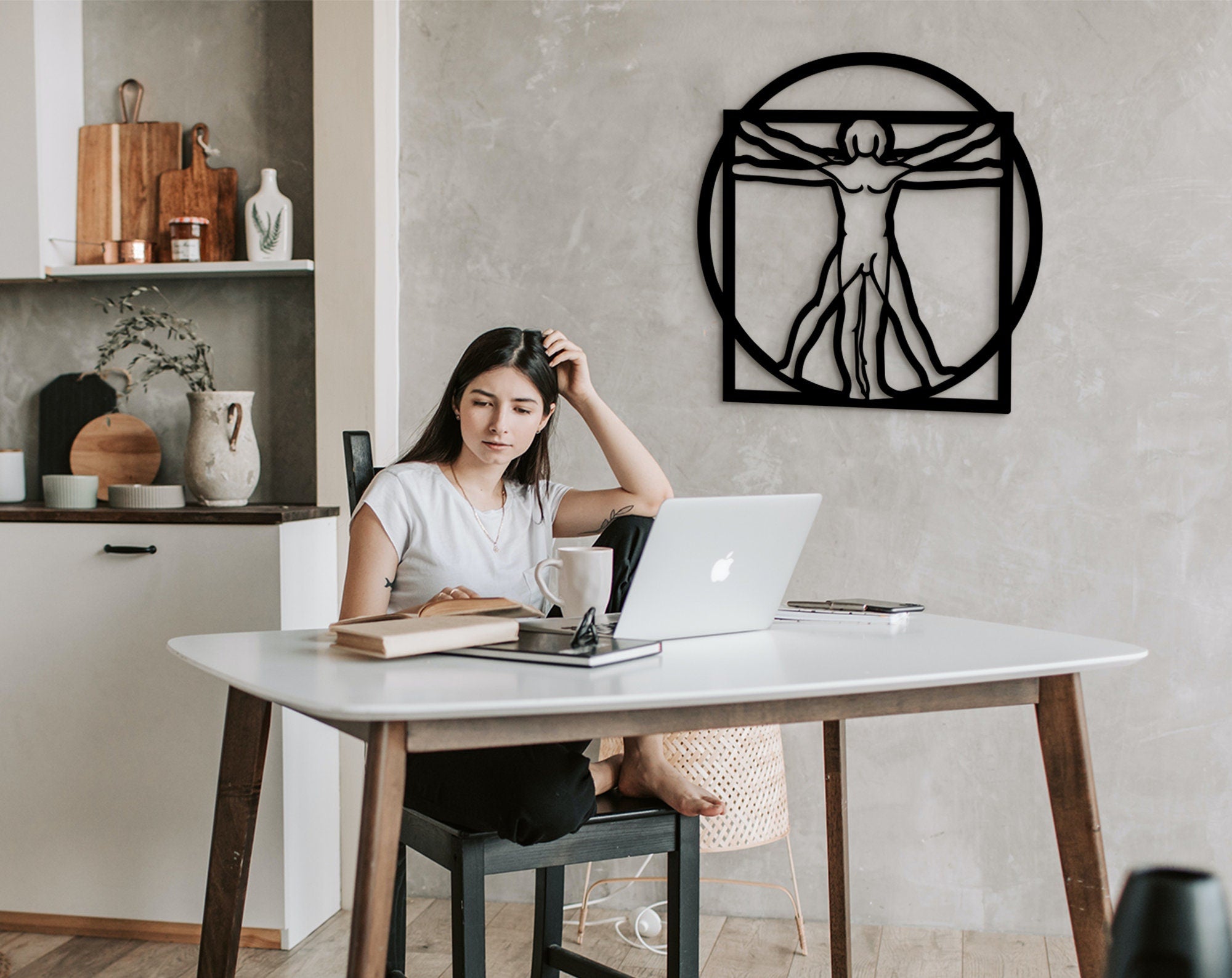 Vitruvian Man Wood Wall Art: Da Vinci Inspired Home Decor