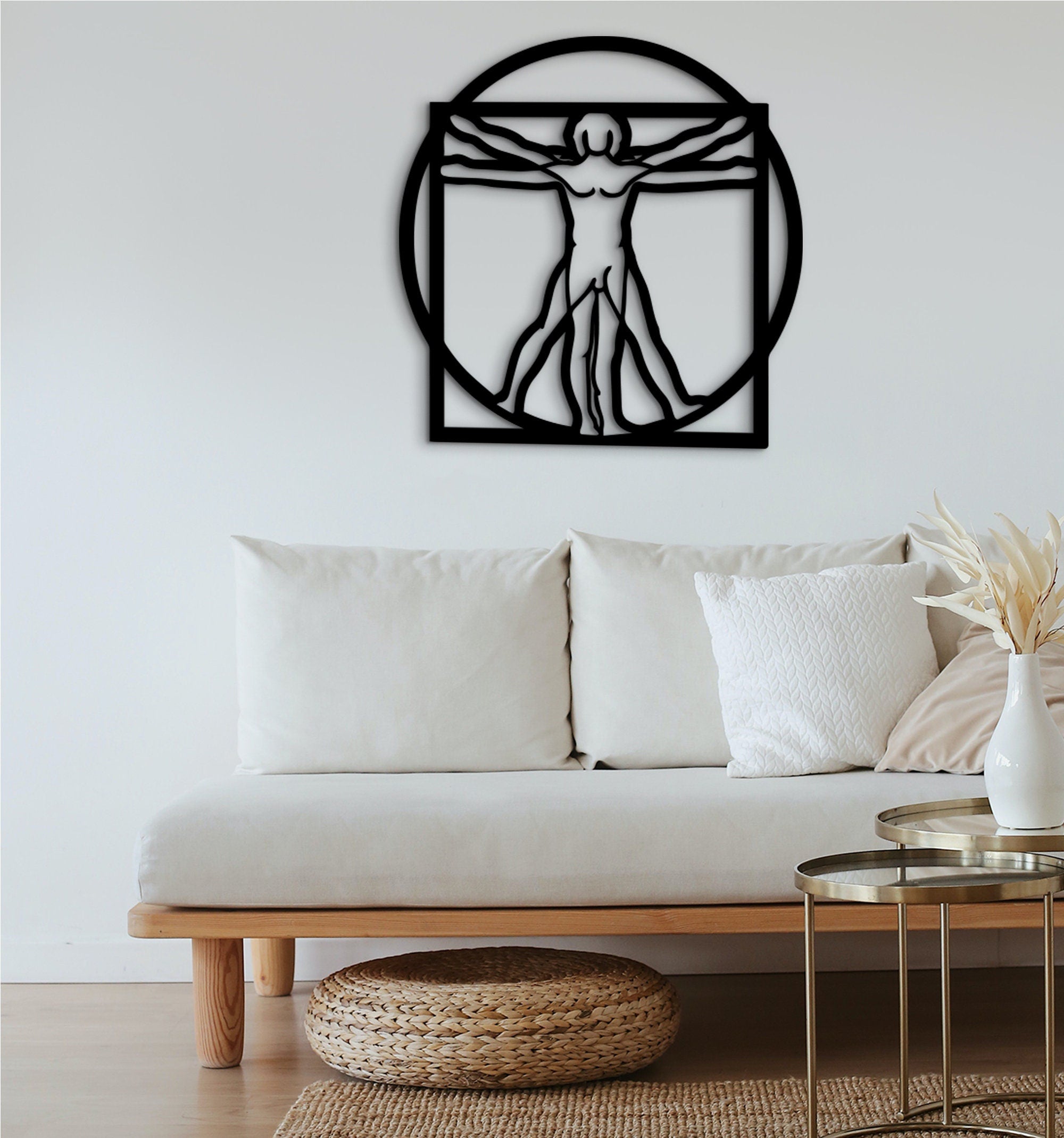 Vitruvian Man Wood Wall Art: Da Vinci Inspired Home Decor