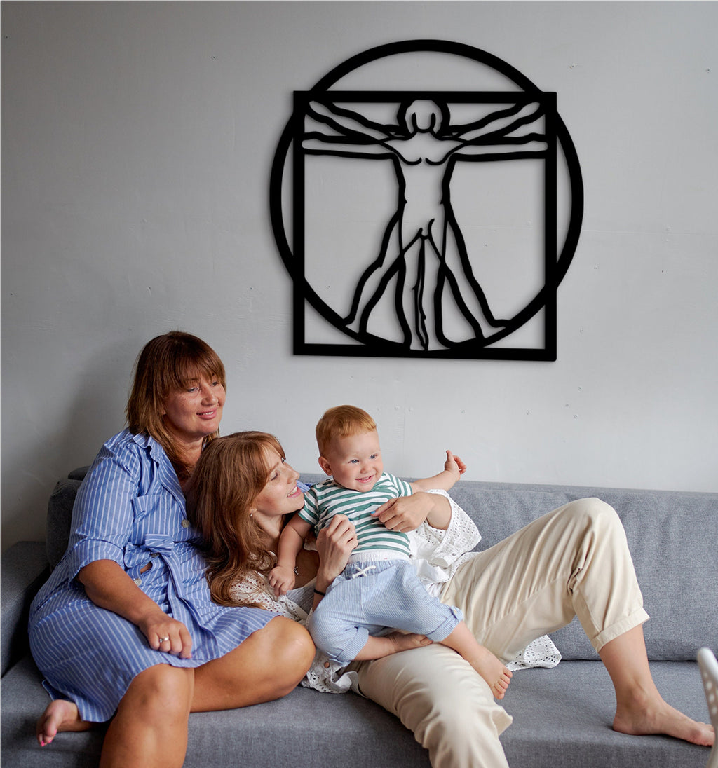 Vitruvian Man Wood Wall Art: Da Vinci Inspired Home Decor