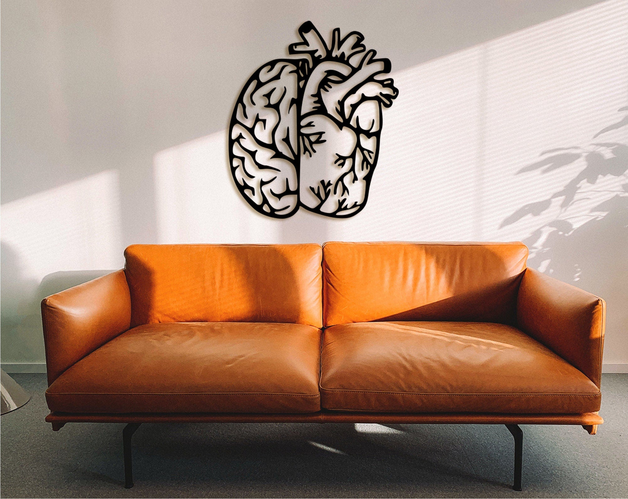 Brain and Heart Wood Wall Art: Psychology Neuroscience Decor, Digital Brain Artwork