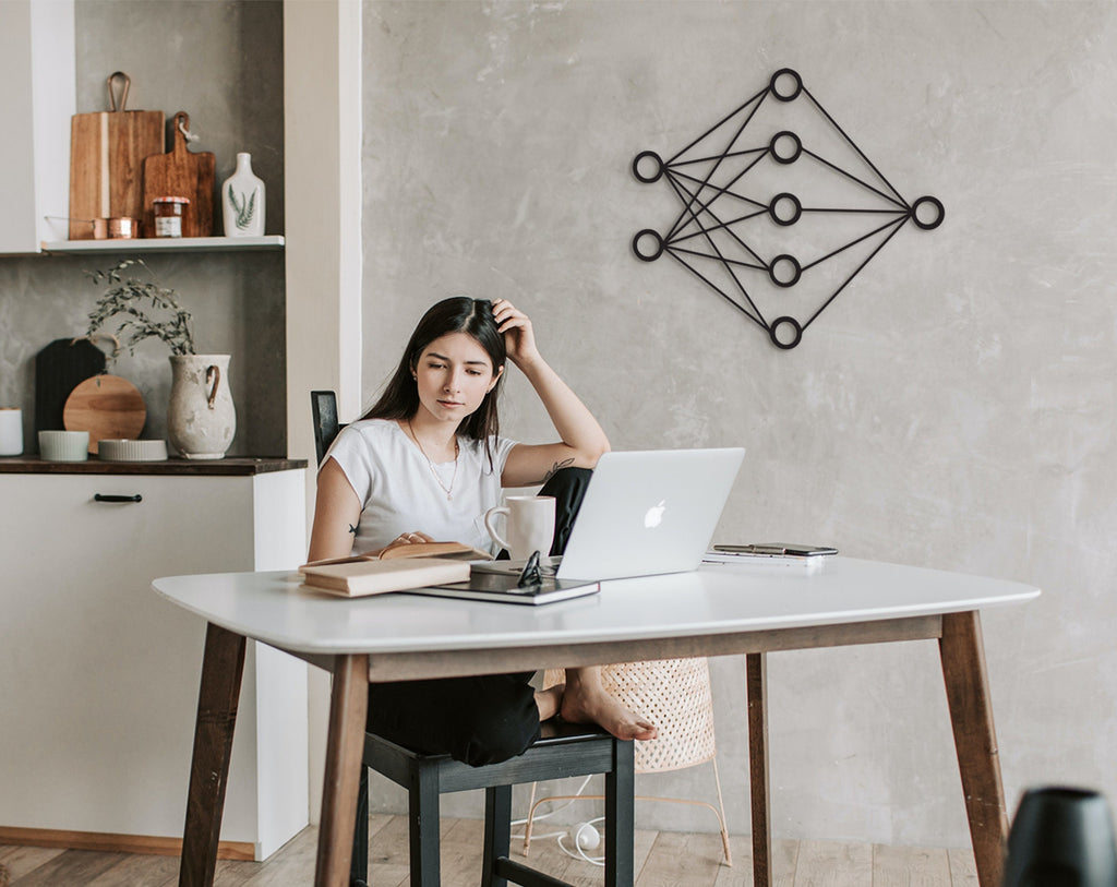 AI Neural Network Wood Wall Art: Modern Tech Decor