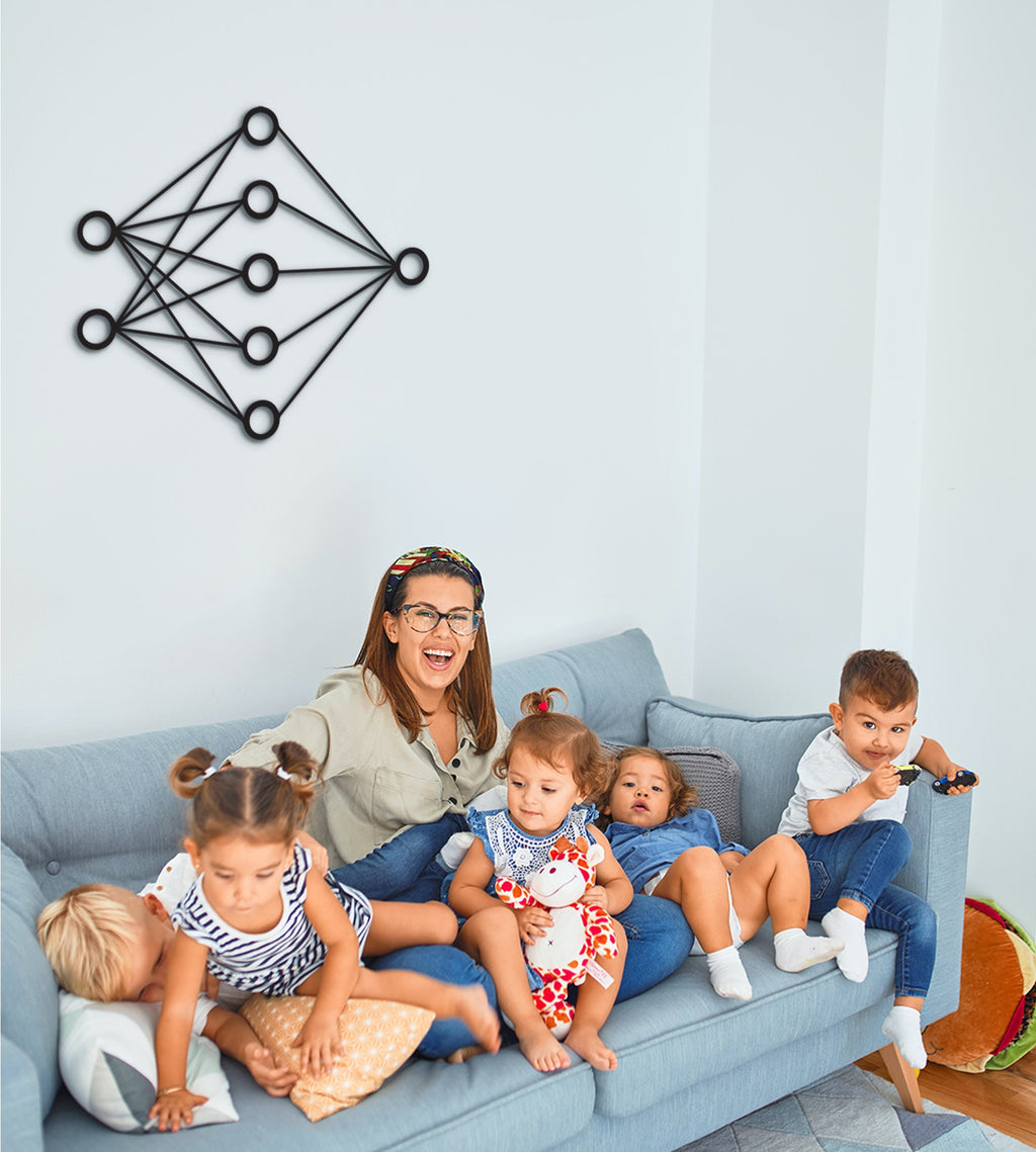 AI Neural Network Wood Wall Art: Modern Tech Decor