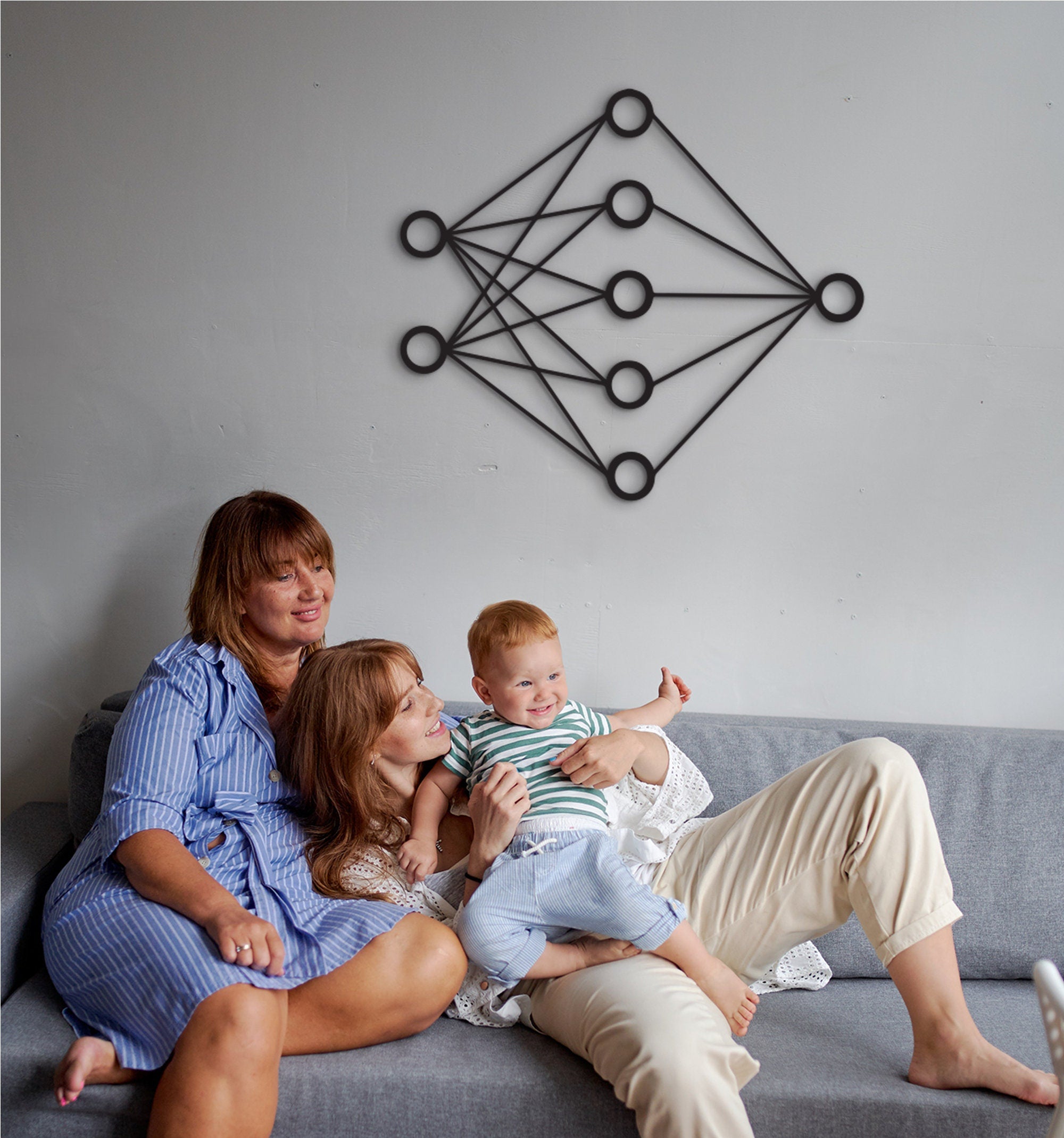 AI Neural Network Wood Wall Art: Modern Tech Decor