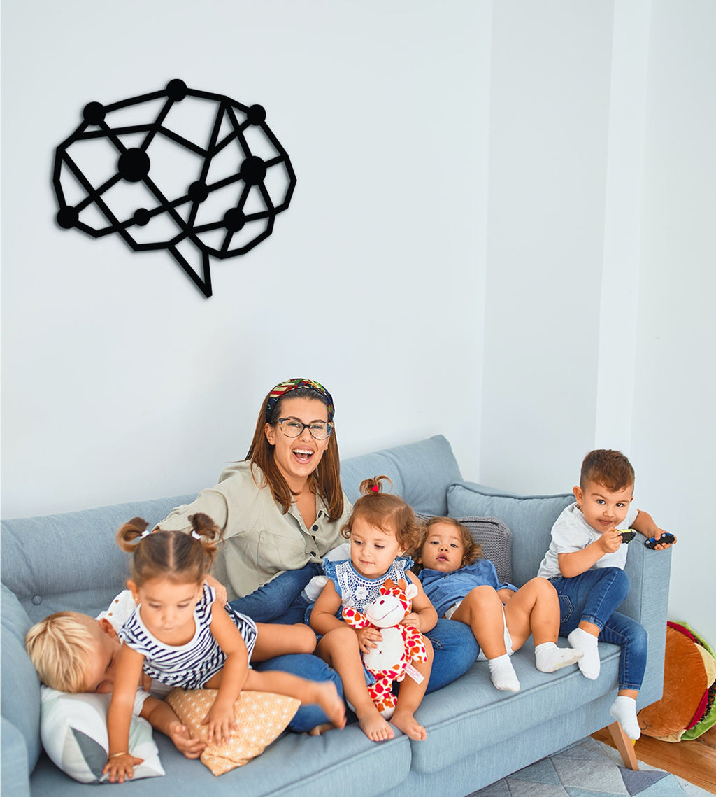 Geometric Brain Wood Wall Art: Neurology, Neuroscience Decor, Digital Brain Artwork