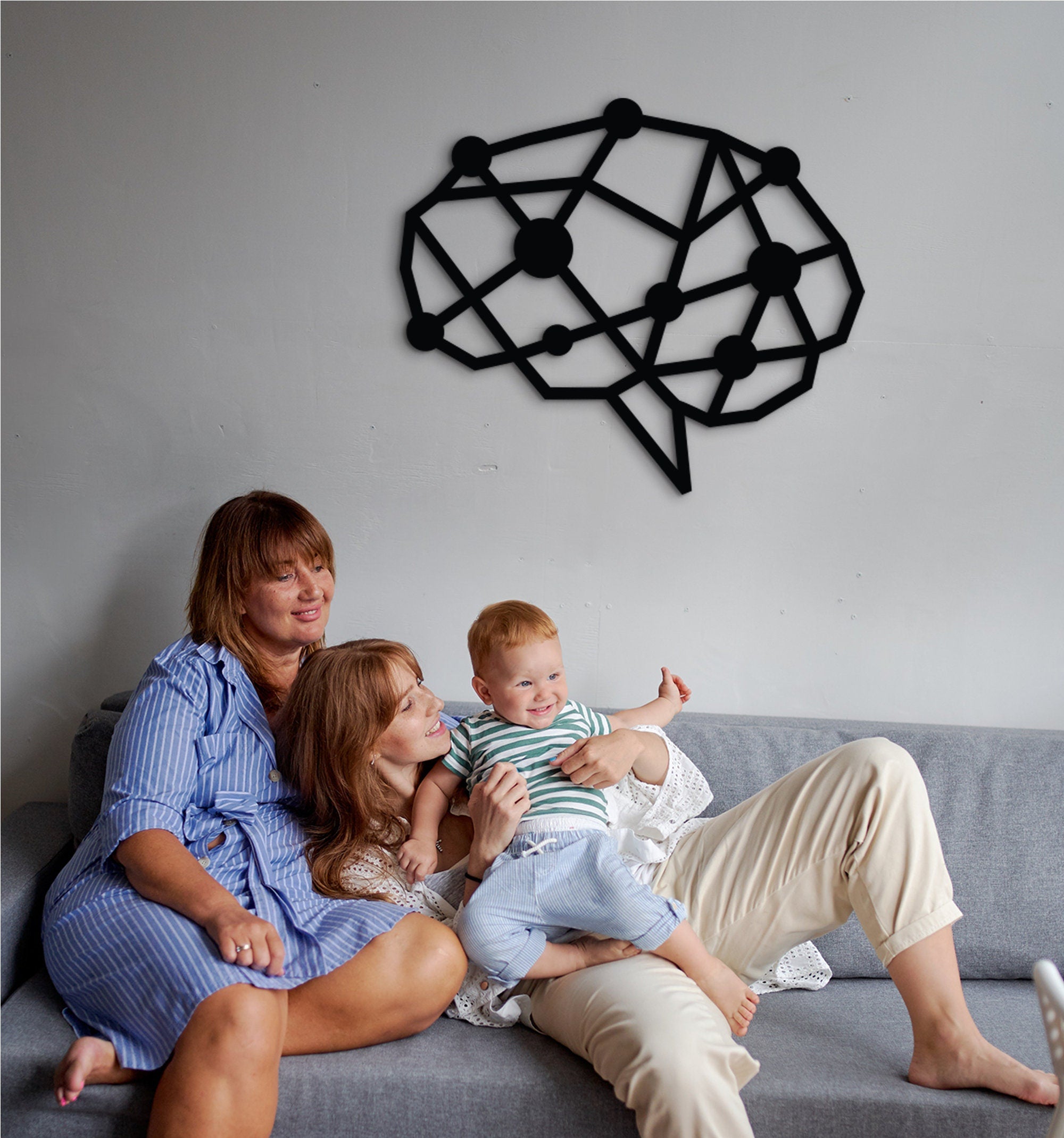 Geometric Brain Wood Wall Art: Neurology, Neuroscience Decor, Digital Brain Artwork