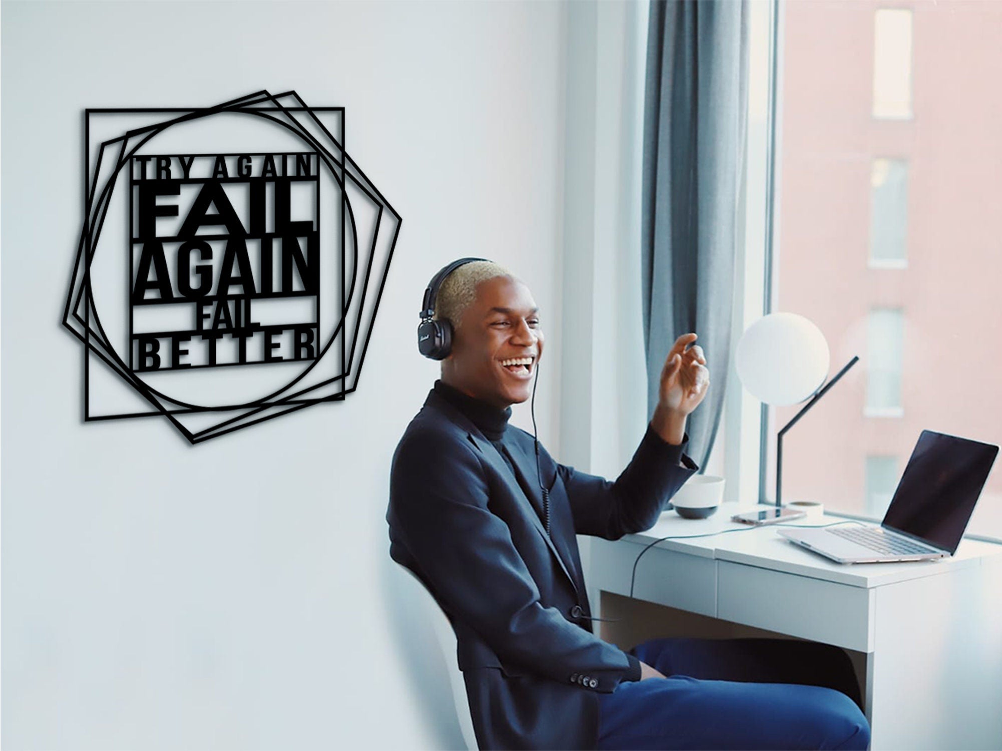 Try Again Fail Better Wood Wall Decor, Motivational Office Art