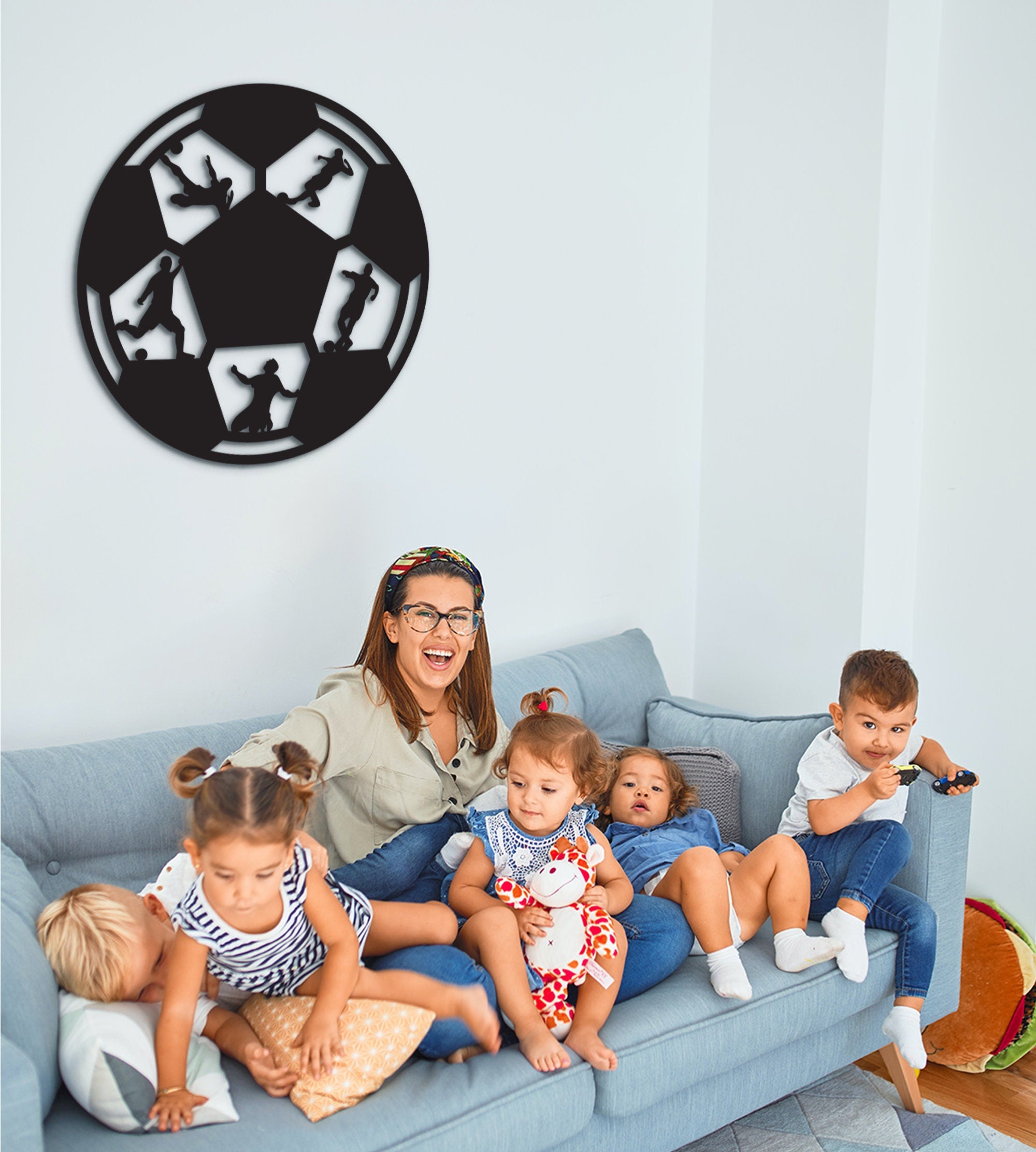 Soccer Ball Metal Wall Art: Boys Room Decor, Coach Gift