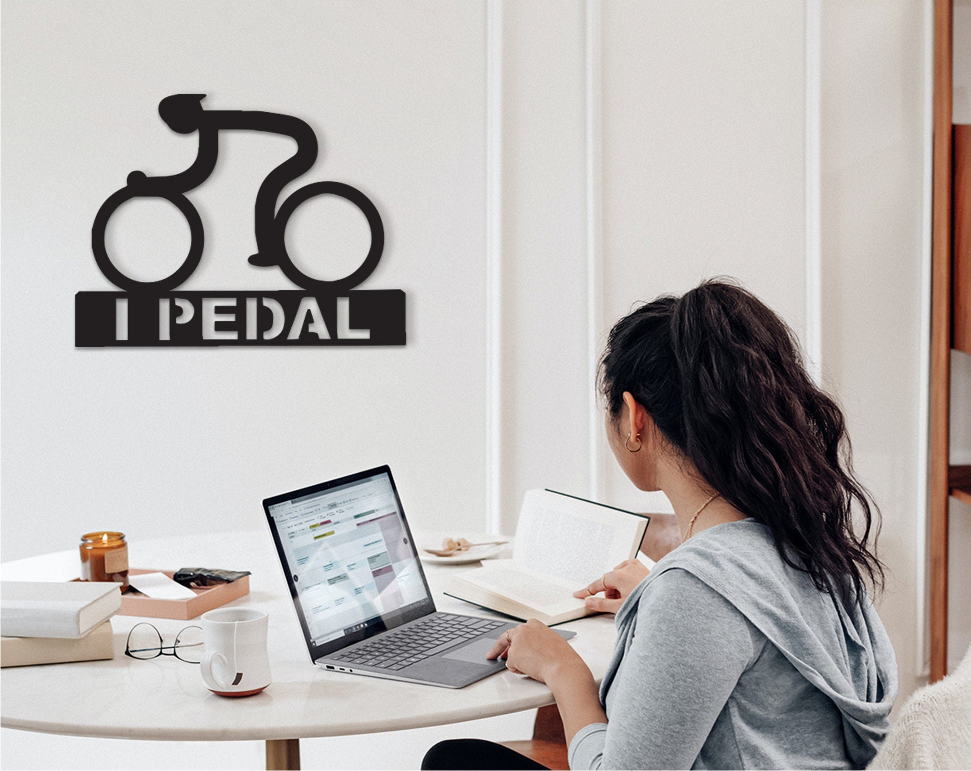 Wood Bicyclist Wall Art, Sport Motivation Decor