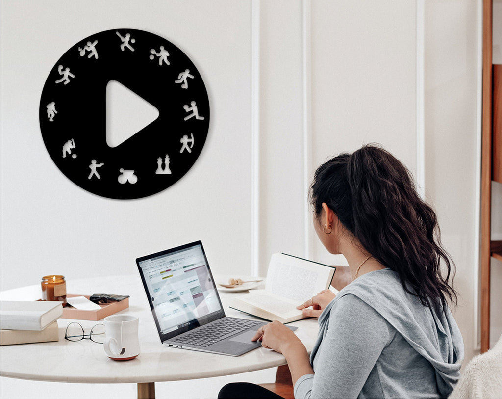 3D Sports Wood Wall Art: Play Button Decor
