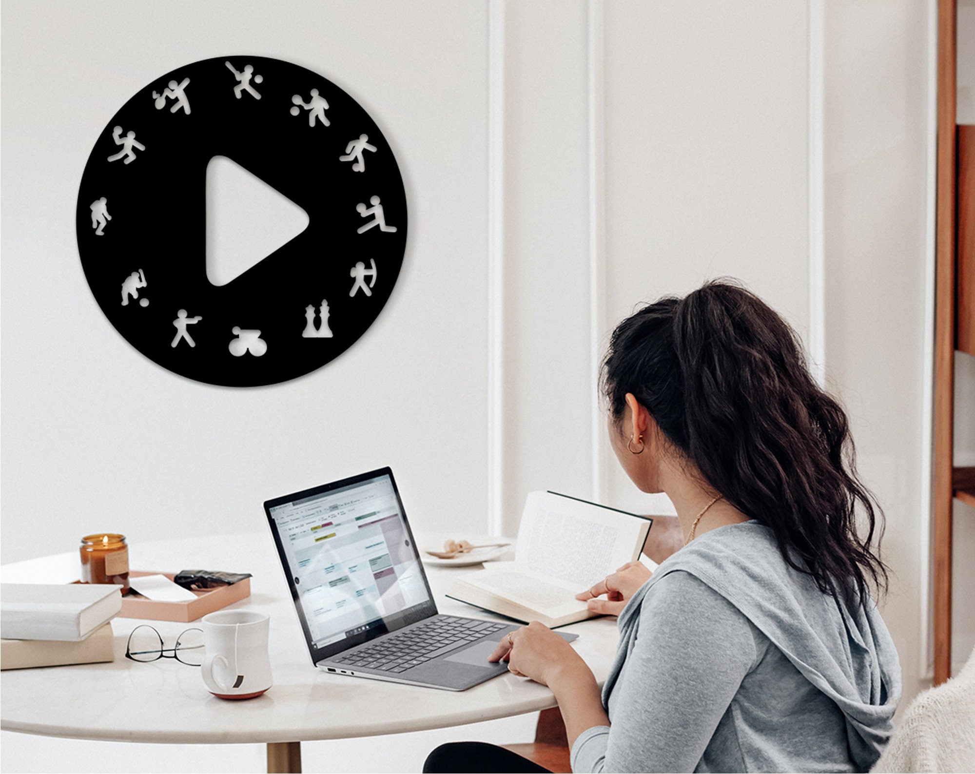 3D Sports Wood Wall Art: Play Button Decor