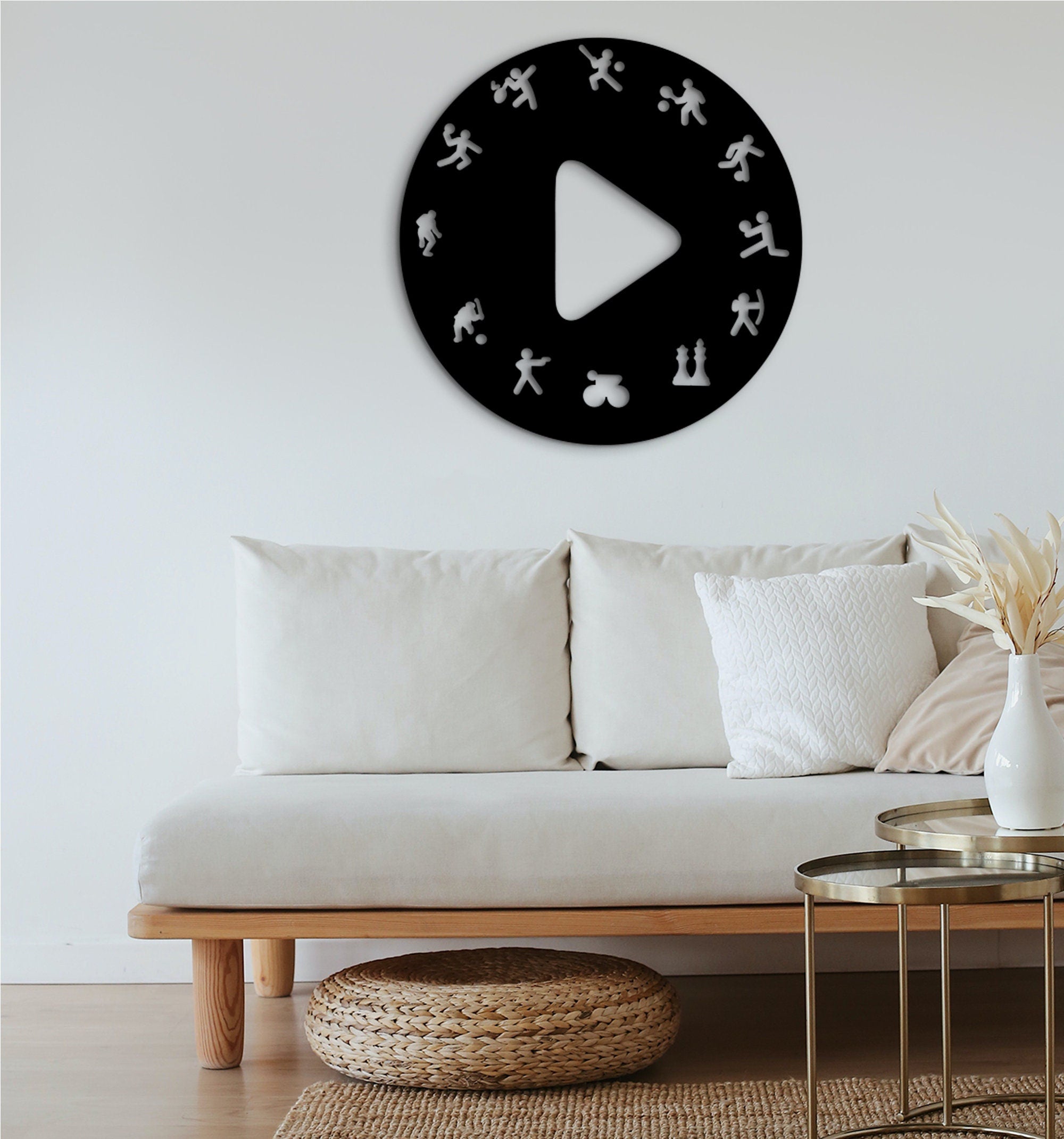 3D Sports Wood Wall Art: Play Button Decor