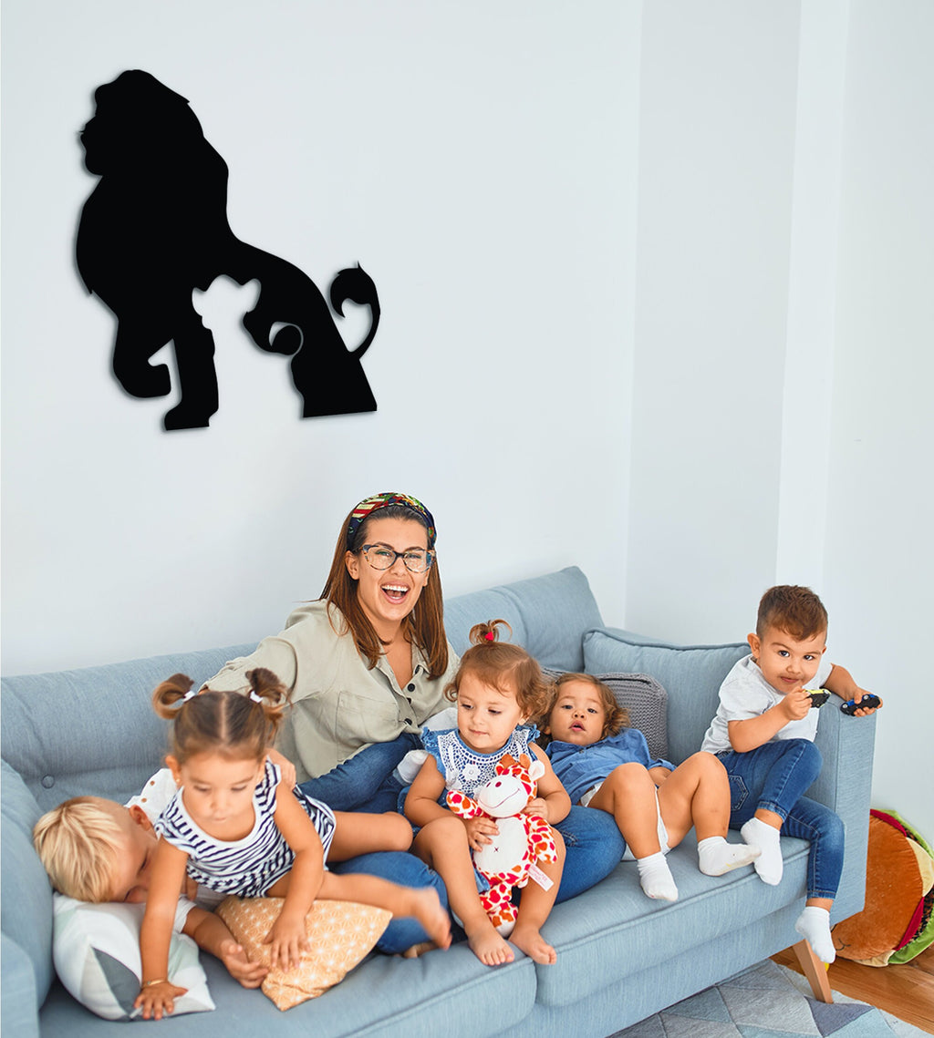 Lion King Wood Wall Decor: 3D Shadow Art, Kids Room