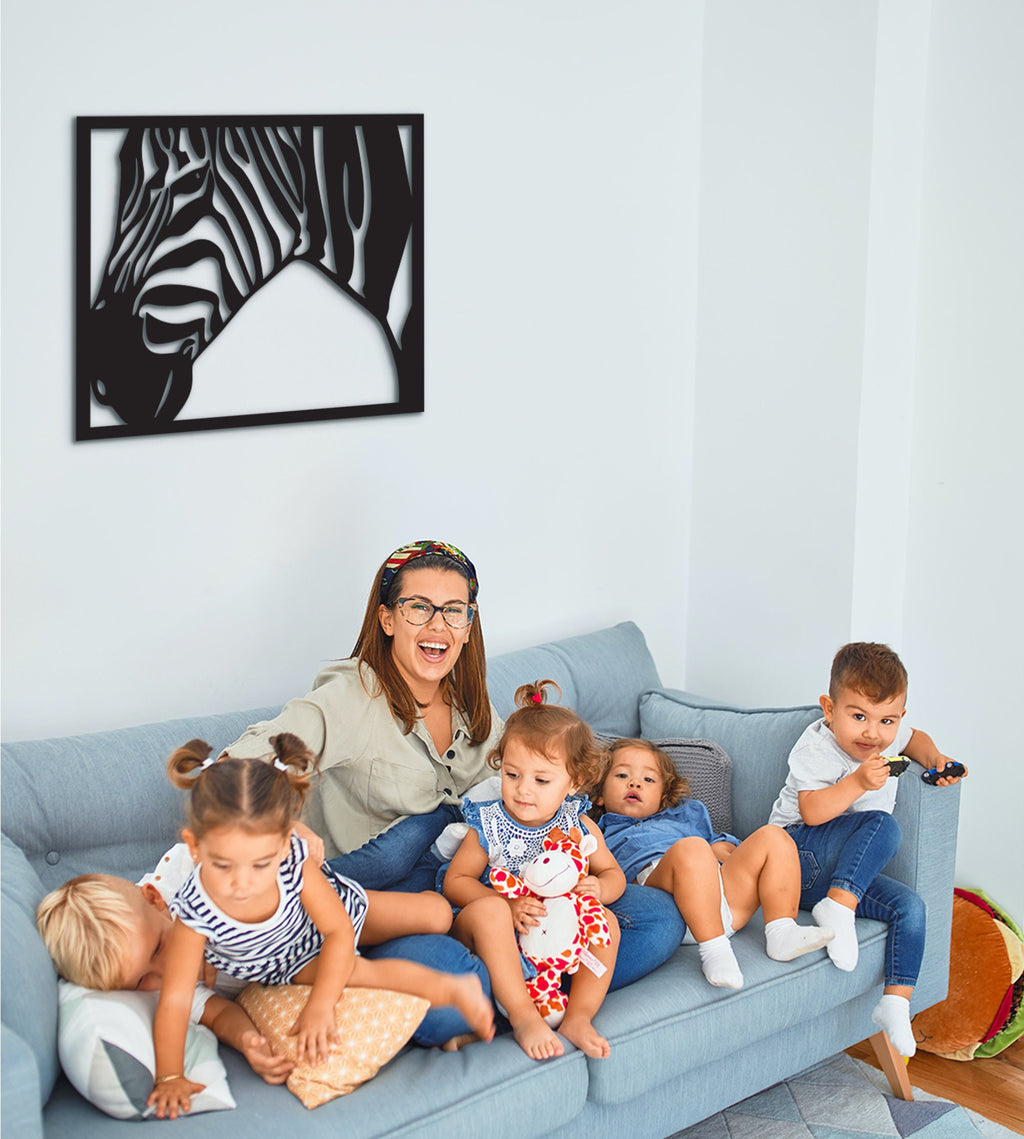 Geometric Zebra Head Wall Art: Wooden Safari Decor