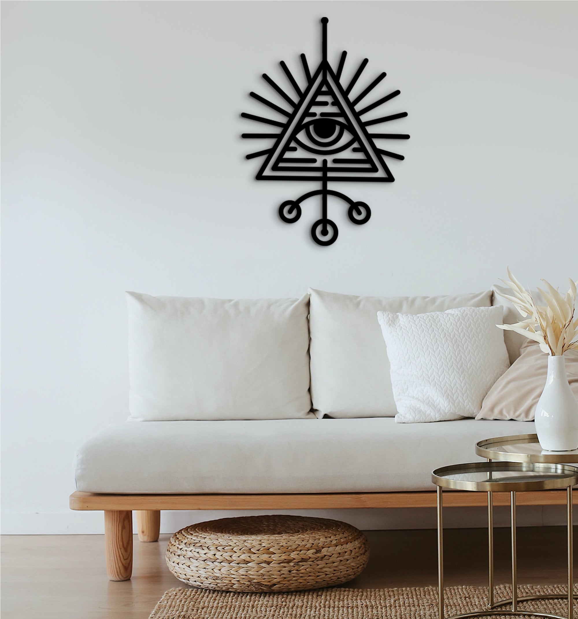 Evil Eye Wall Decor: Laser Cut Wood, Protection Art