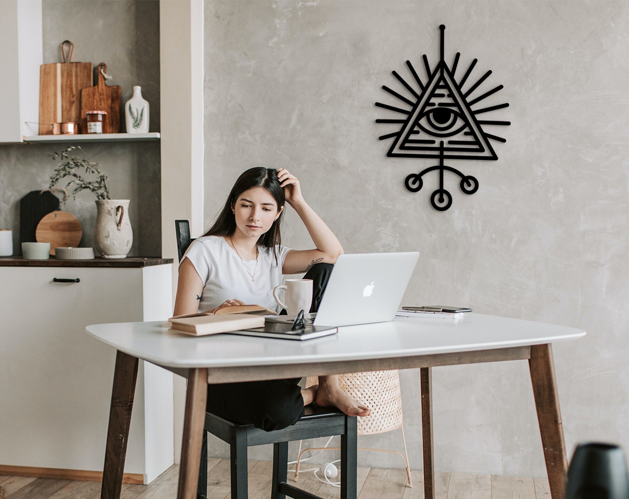 Evil Eye Wall Decor: Laser Cut Wood, Protection Art