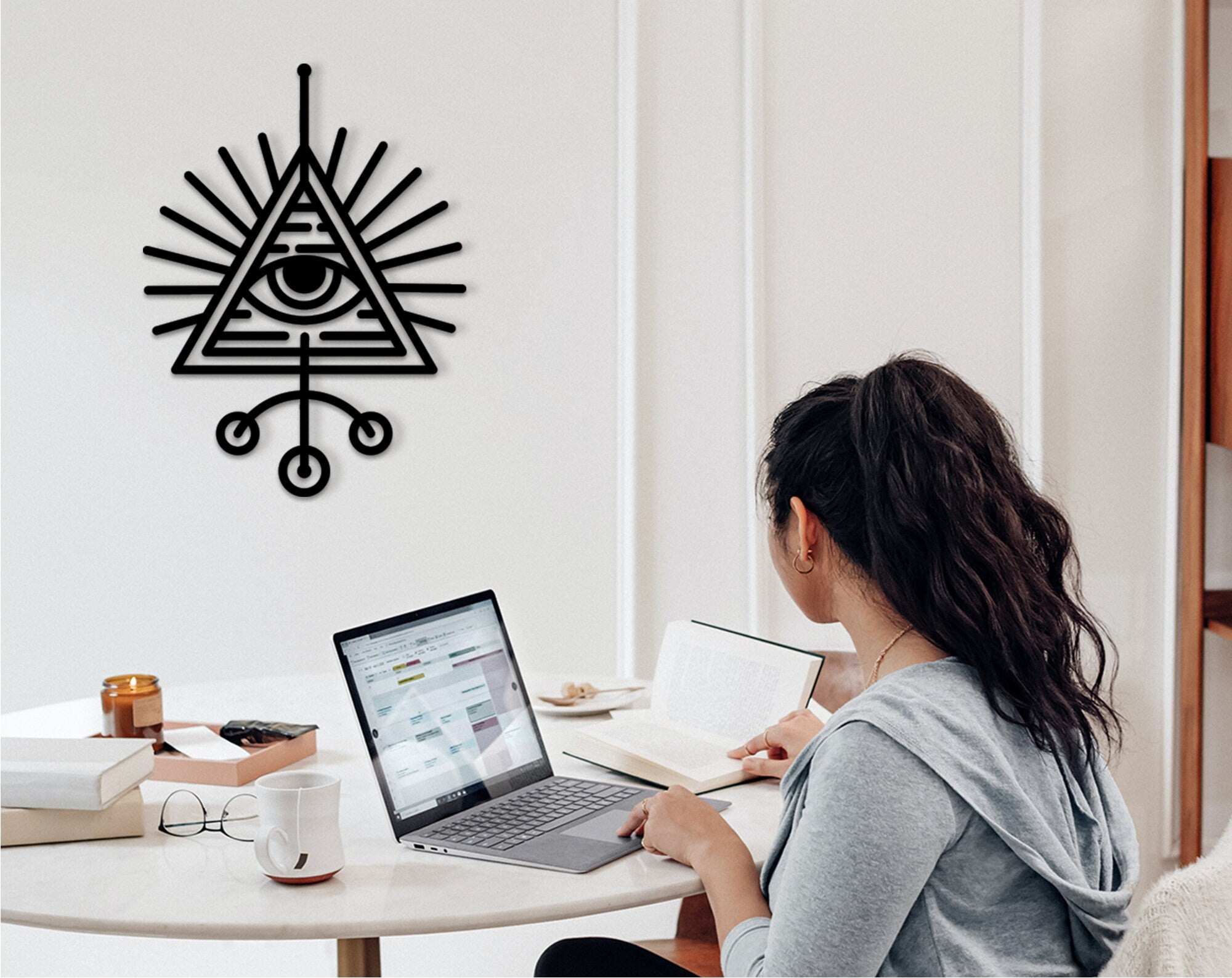 Evil Eye Wall Decor: Laser Cut Wood, Protection Art