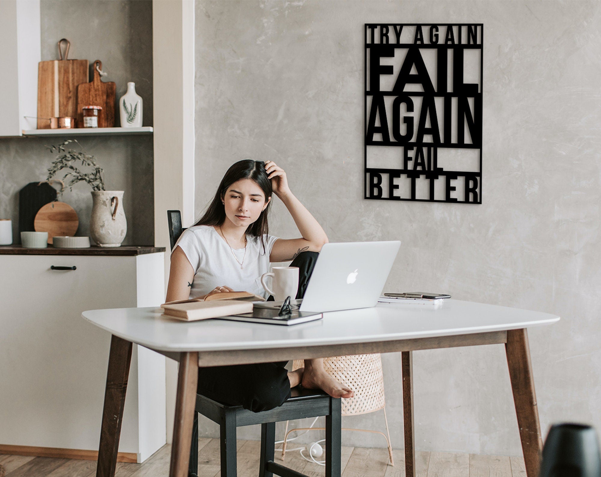 Try Again Fail Better Wood Wall Art: Inspirational Office Decor