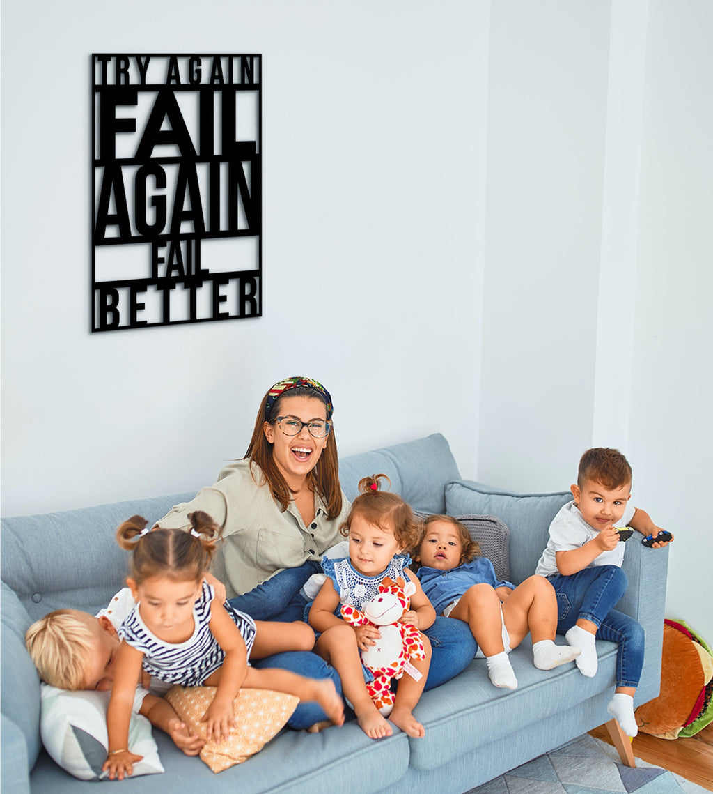 Try Again Fail Better Wood Wall Art: Inspirational Office Decor